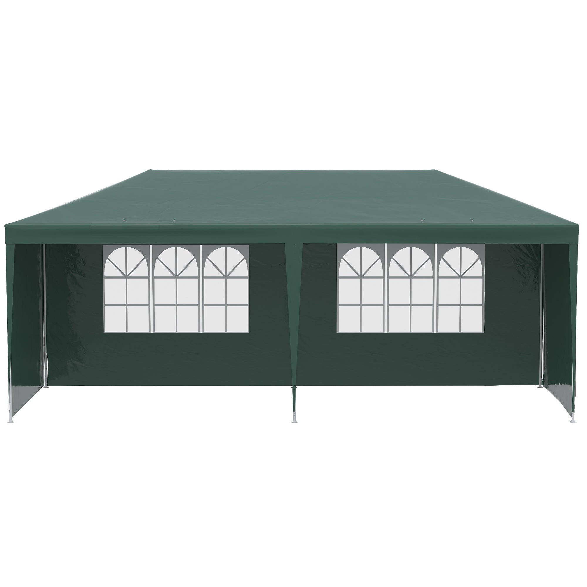 Garden Gazebo 6x3 m Pavilion with 4 Side Walls and 2 Visible Anti-UV Waterproof Windows Canopy Gazebo with Steel Frame for Parties Events Weddings Green