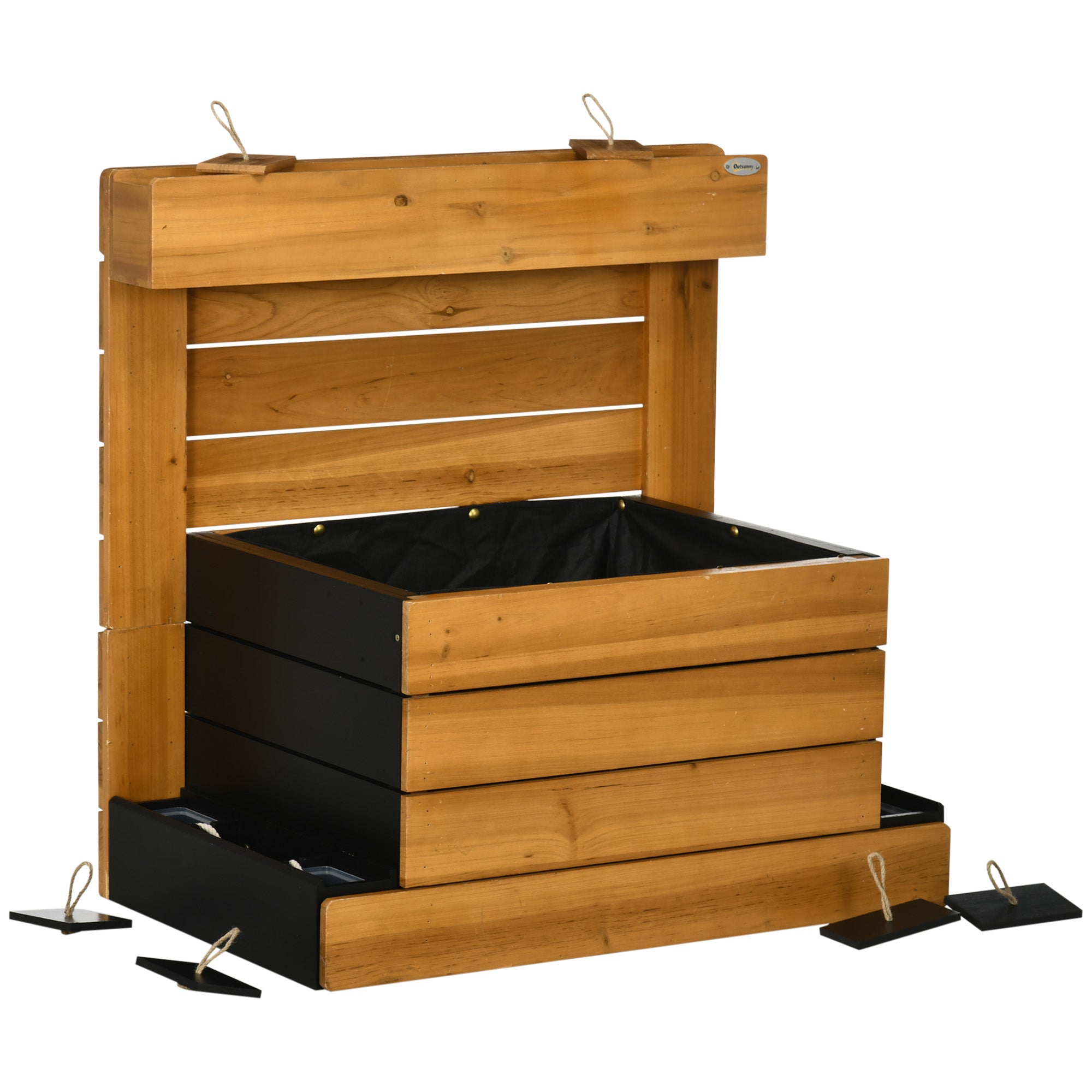 Raised Garden Bed, Wooden Planter Box with Self-Watering System Greenhouse Planter Box 79.5 x 49.5 x 80cm for Garden Balcony, Planter for Flowers, Plants, Fruits, Vegetables