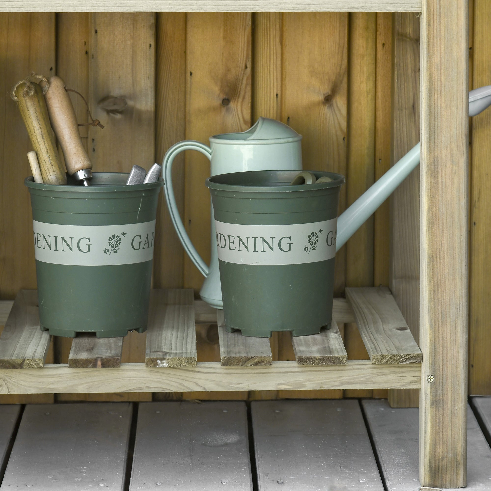 Raised Garden Bed with Shelf, Raised Herb Bed with Drainage Holes, Wooden Planter Box, Weather-Resistant Vegetable Bed, Garden Bed, Planting Bed for Garden, Balcony, Terrace, 91 x 51 x 76 cm, Green