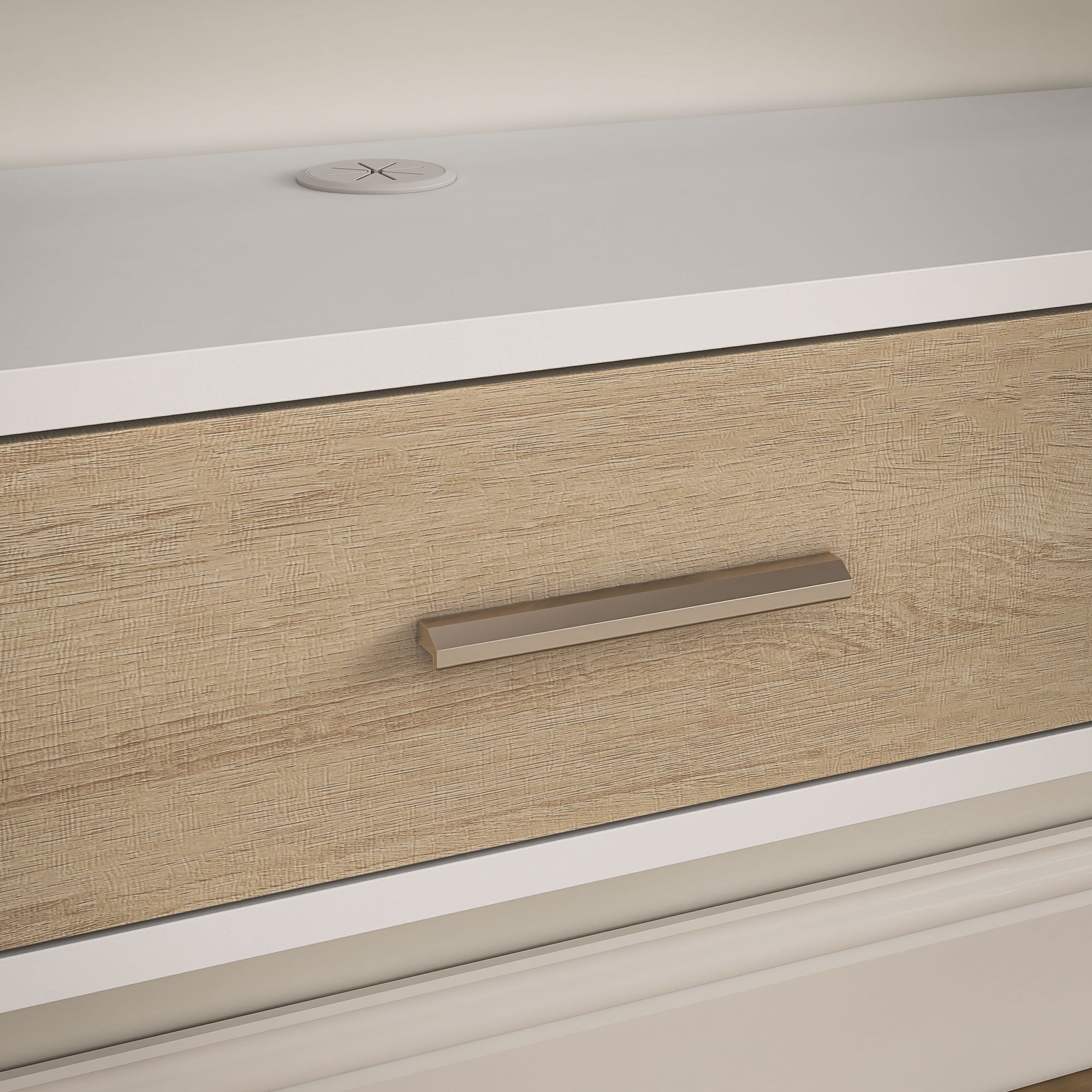 Wall-mounted TV stand TV cabinet for TVs up to 50 inches with 2 open compartments and flip-down door cupboard 120L x 26W x 16H cm White