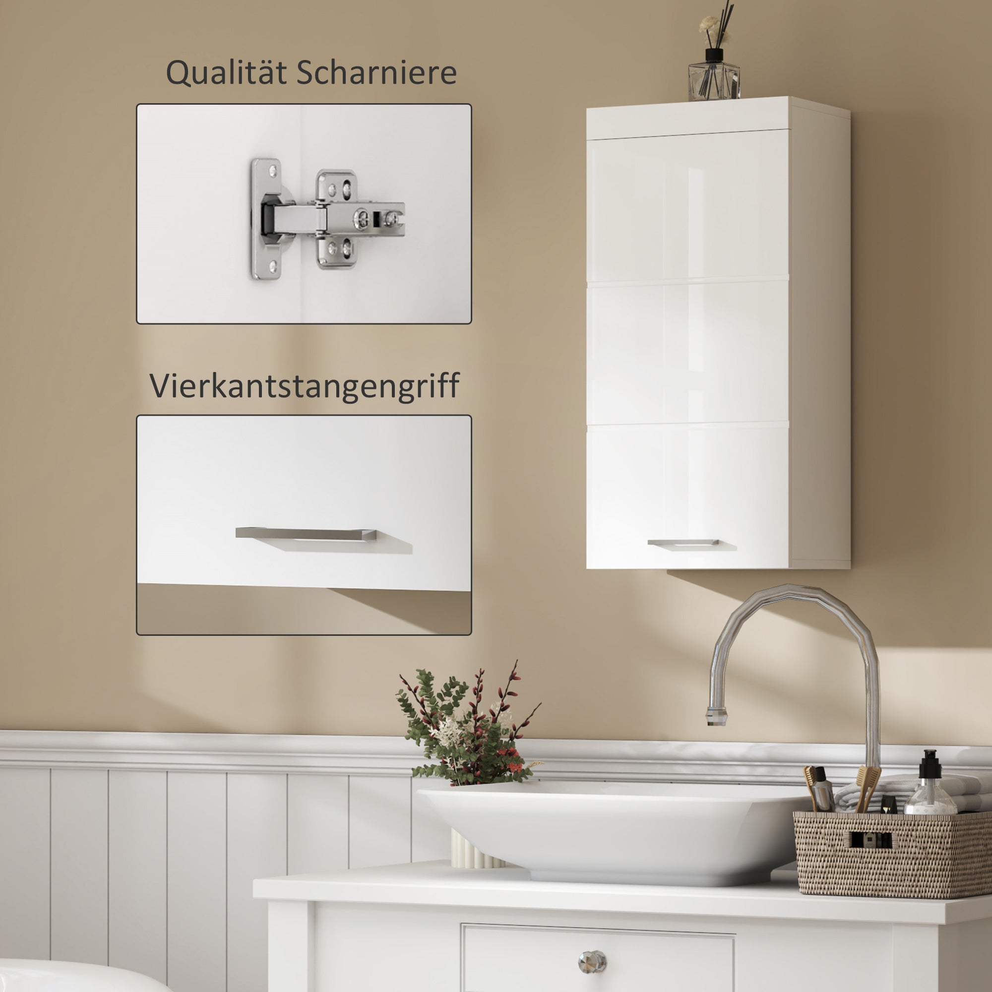 Bathroom Cabinet Wall Mounted Medicine Cabinet with Door, Adjustable Shelves 37.2 x 24.5 x 76.8 cm White