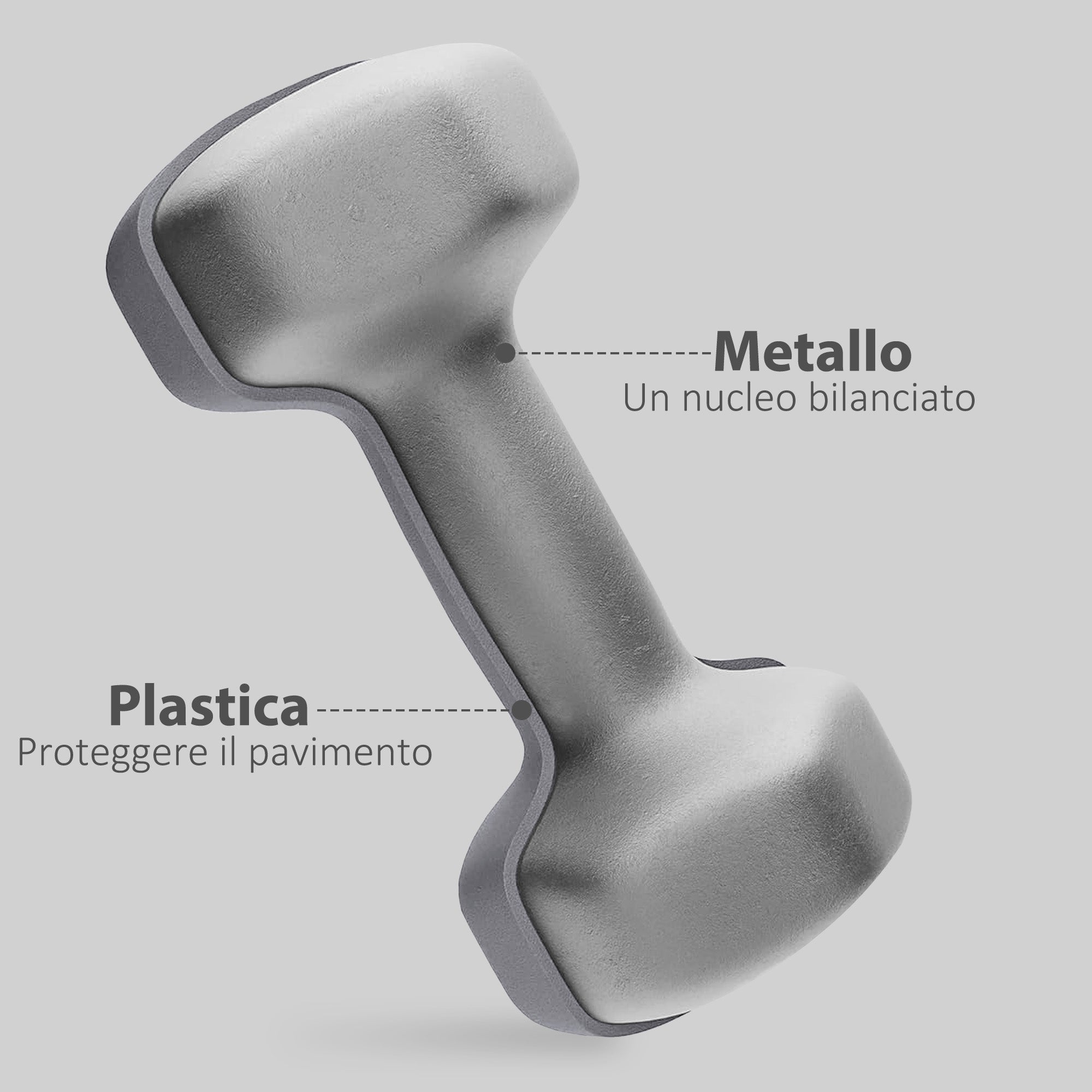 SPORTNOW 2x10 kg Hex Dumbbells Set in Metal and Plastic, 2 Dumbbell Weights with Non-slip Grip, 26x12x12 cm, Gray