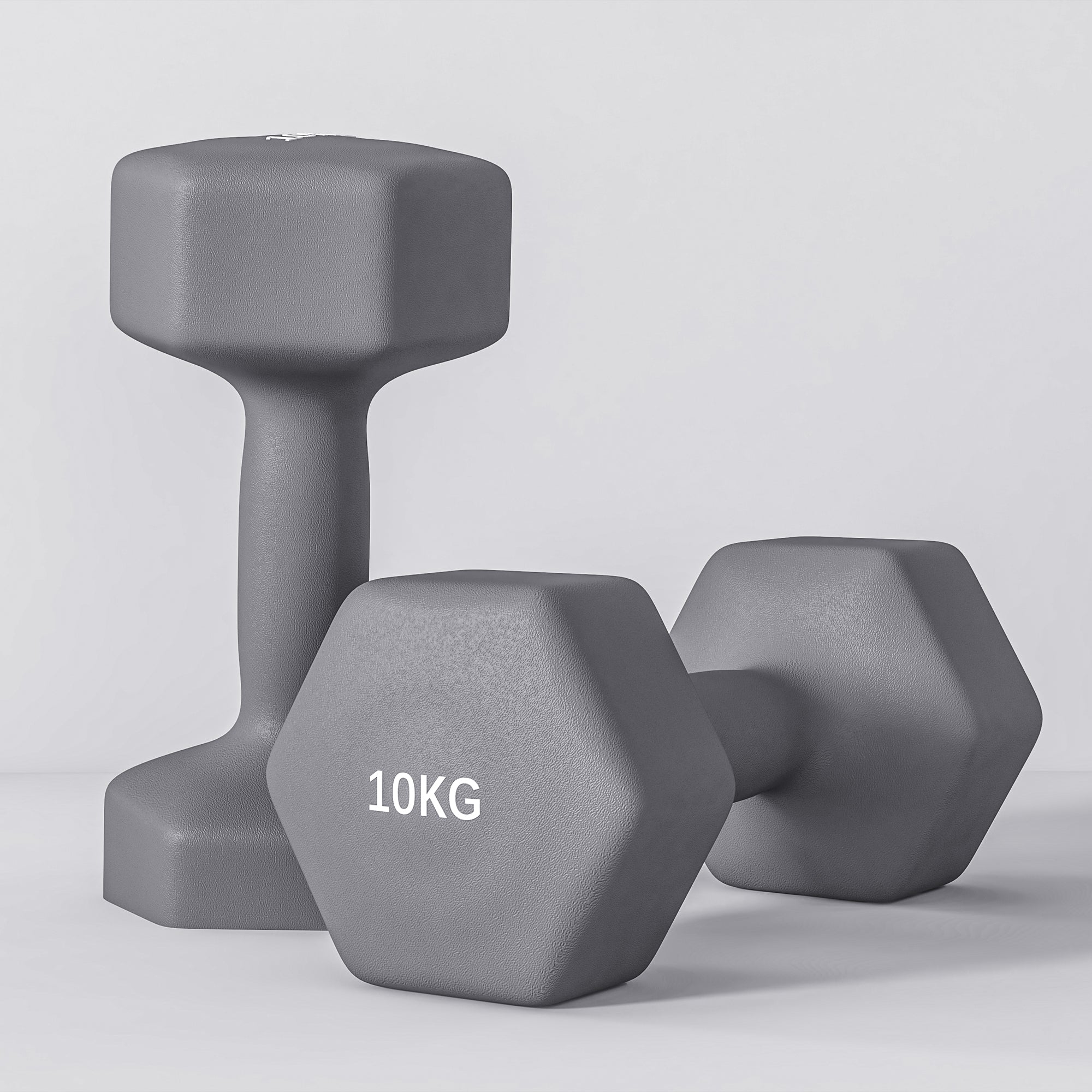 SPORTNOW 2x10 kg Hex Dumbbells Set in Metal and Plastic, 2 Dumbbell Weights with Non-slip Grip, 26x12x12 cm, Gray