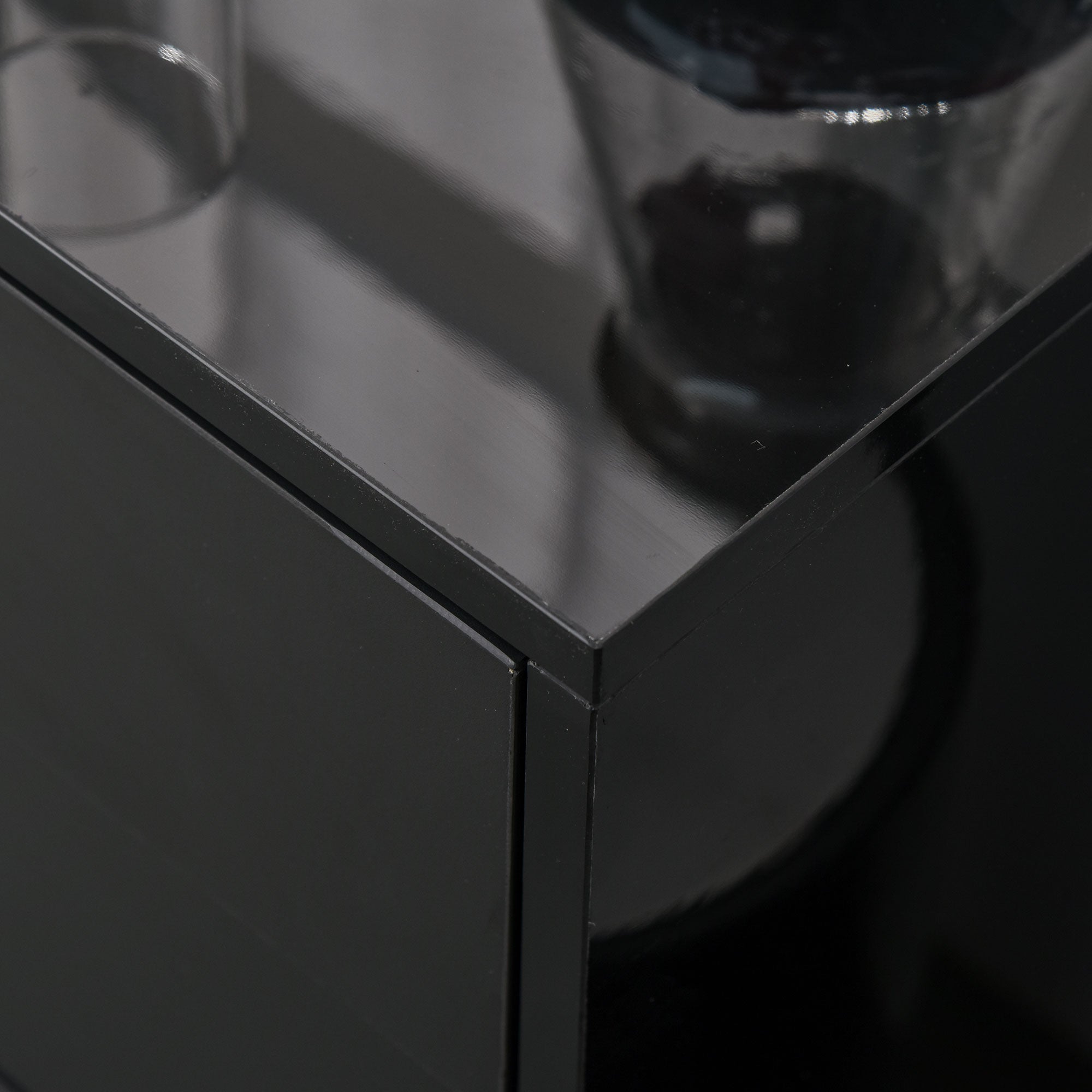 Cabinet with 2 Drawers and 2 Doors, Push-Open Design, Cabinet with 2 Drawers and 2 Doors for Home and Office, 79x36x74cm, Matte Black