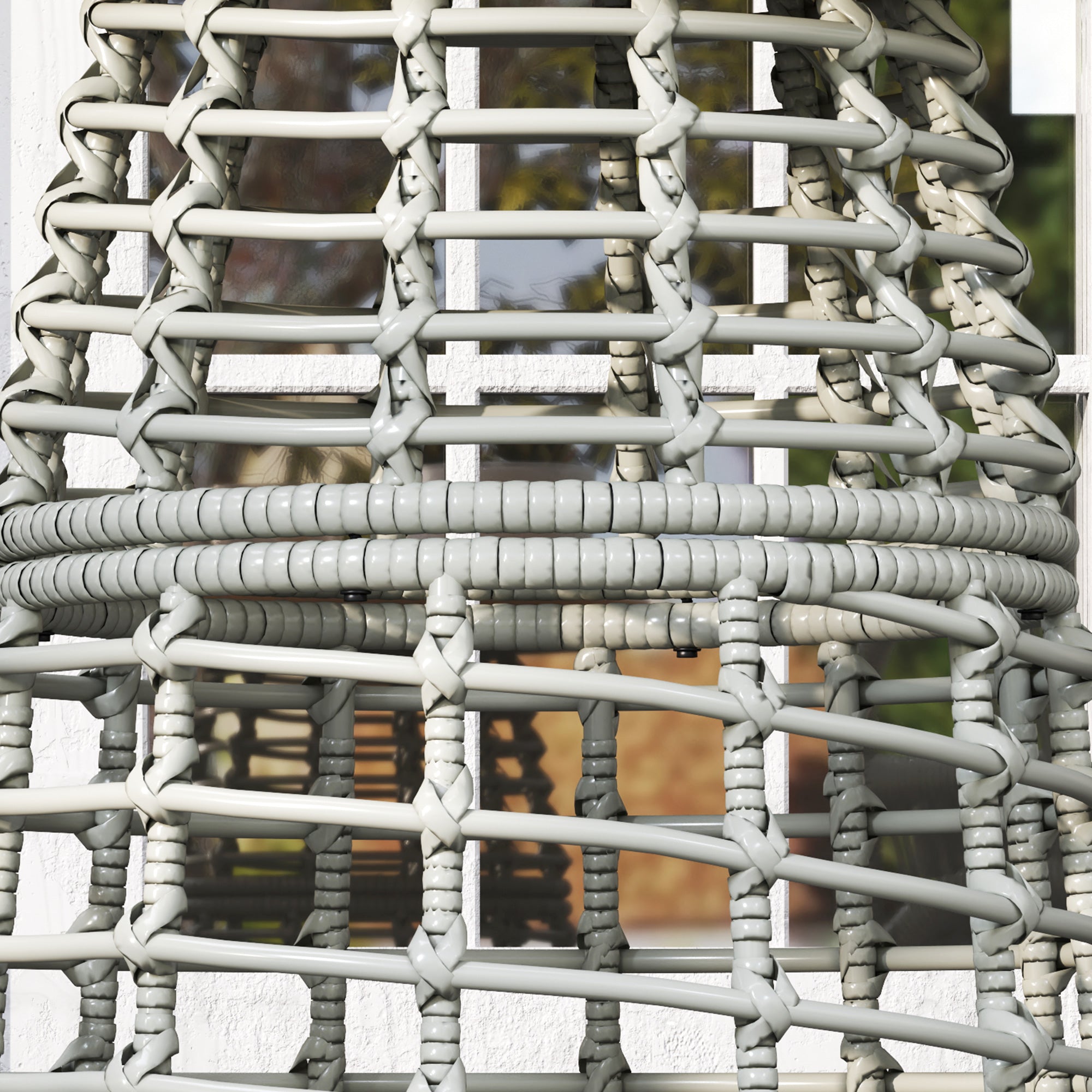 Garden Coffee Table, Round Outdoor Side Table with Resin Rattan Look Metal and Composite Plate, Ø 45 x 50 cm Gray