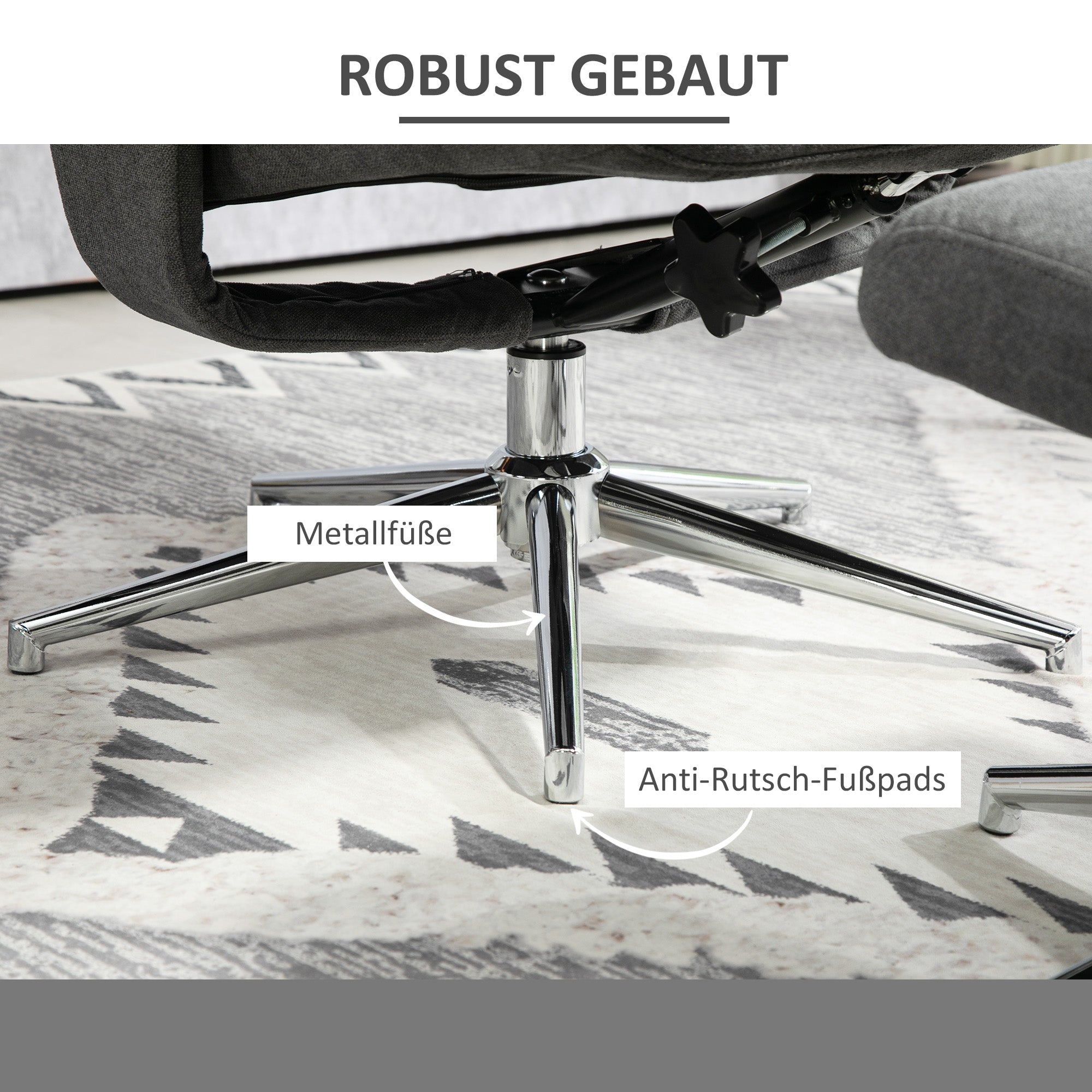 Recliner with Ottoman, Padded TV Armchair with Reclining Function, Lounge Chair with Velvet Look, supports up to 150 kg, for Living Room, Bedroom, Dark Gray