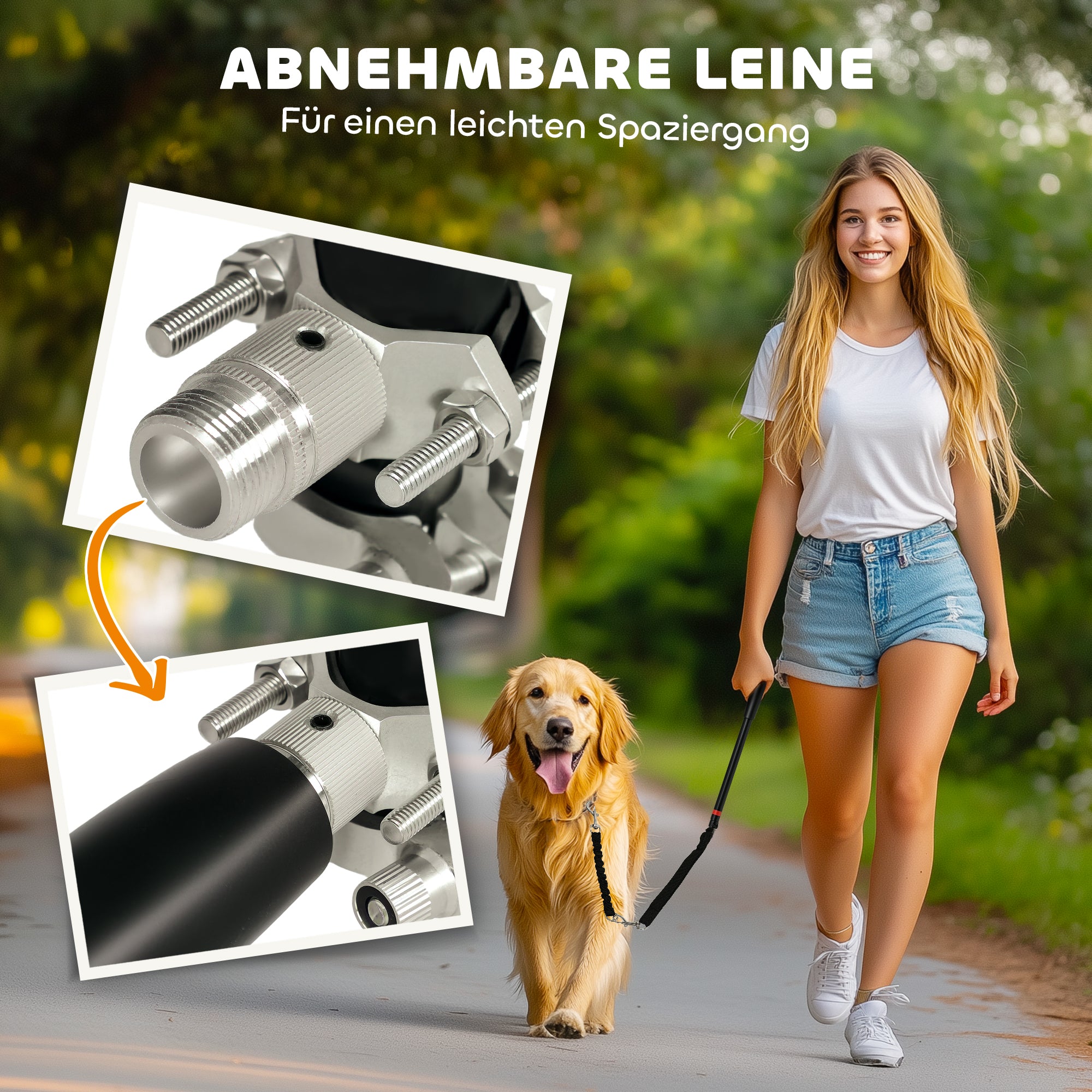 Dog Bike Leash Easy Installation and Removal Dog Leash for Bicycle, Cycling, Training, Jogging, Black