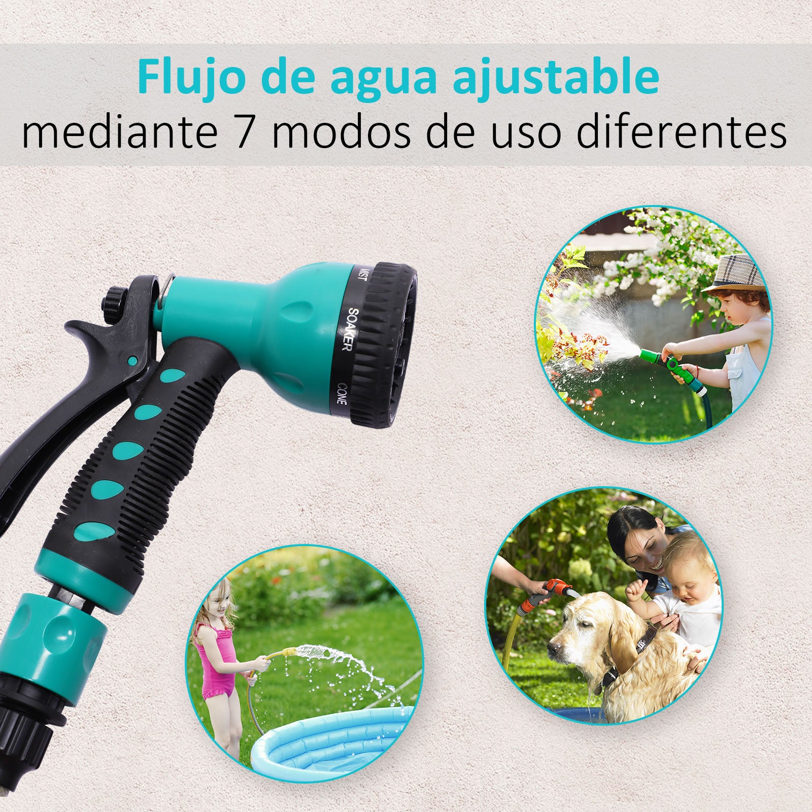 Retractable Hose Reel 10m with 7 Watering Modes Automatic Rewind System with Locking Connector for Garden Lawn 28x14x34 cm Black and Green