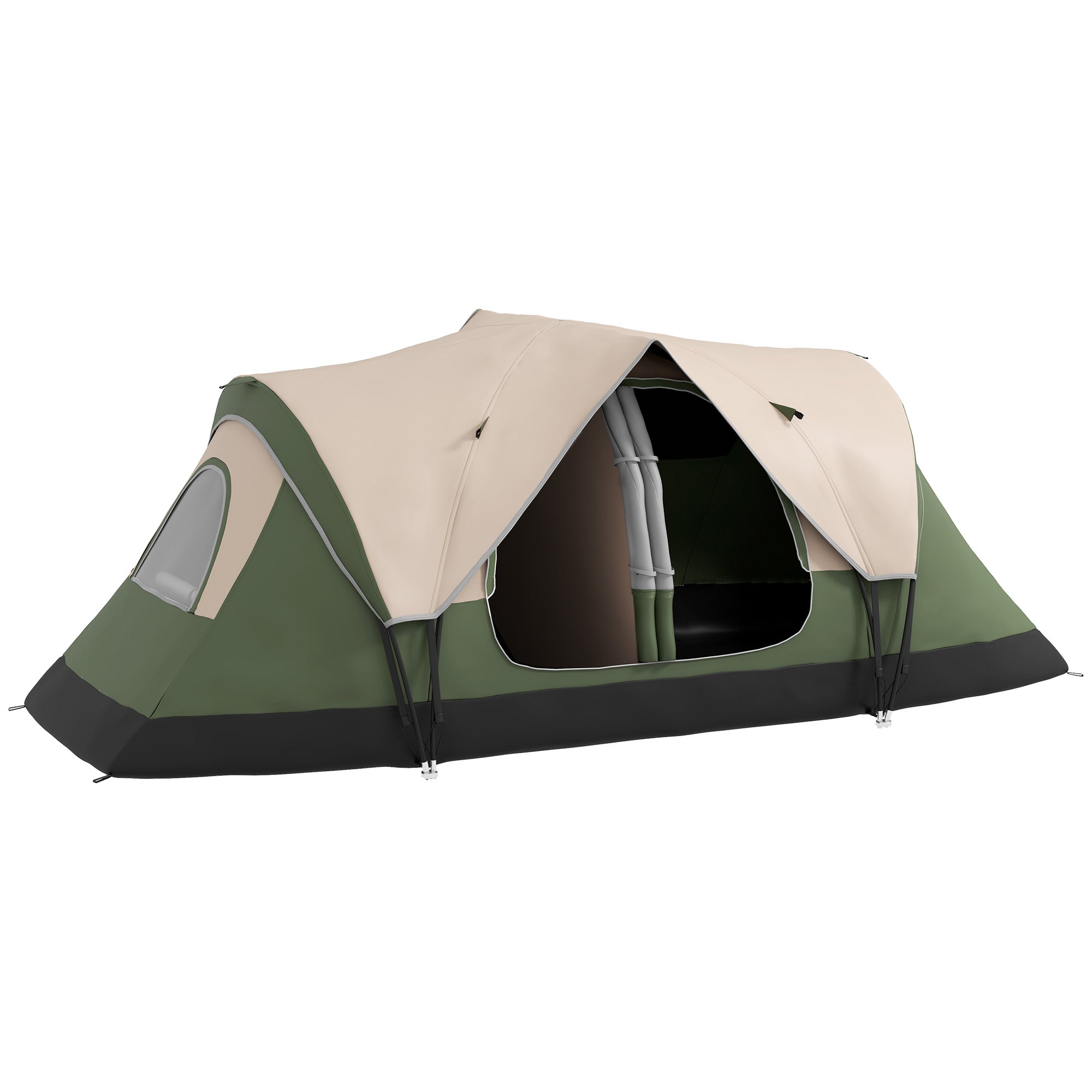 Family Camping Tent for 6-8 People Foldable Camping Tent with 2 Rooms and Waterproof Carrying Bag for Hiking 450x215x180 cm Olive Green and Light Brown