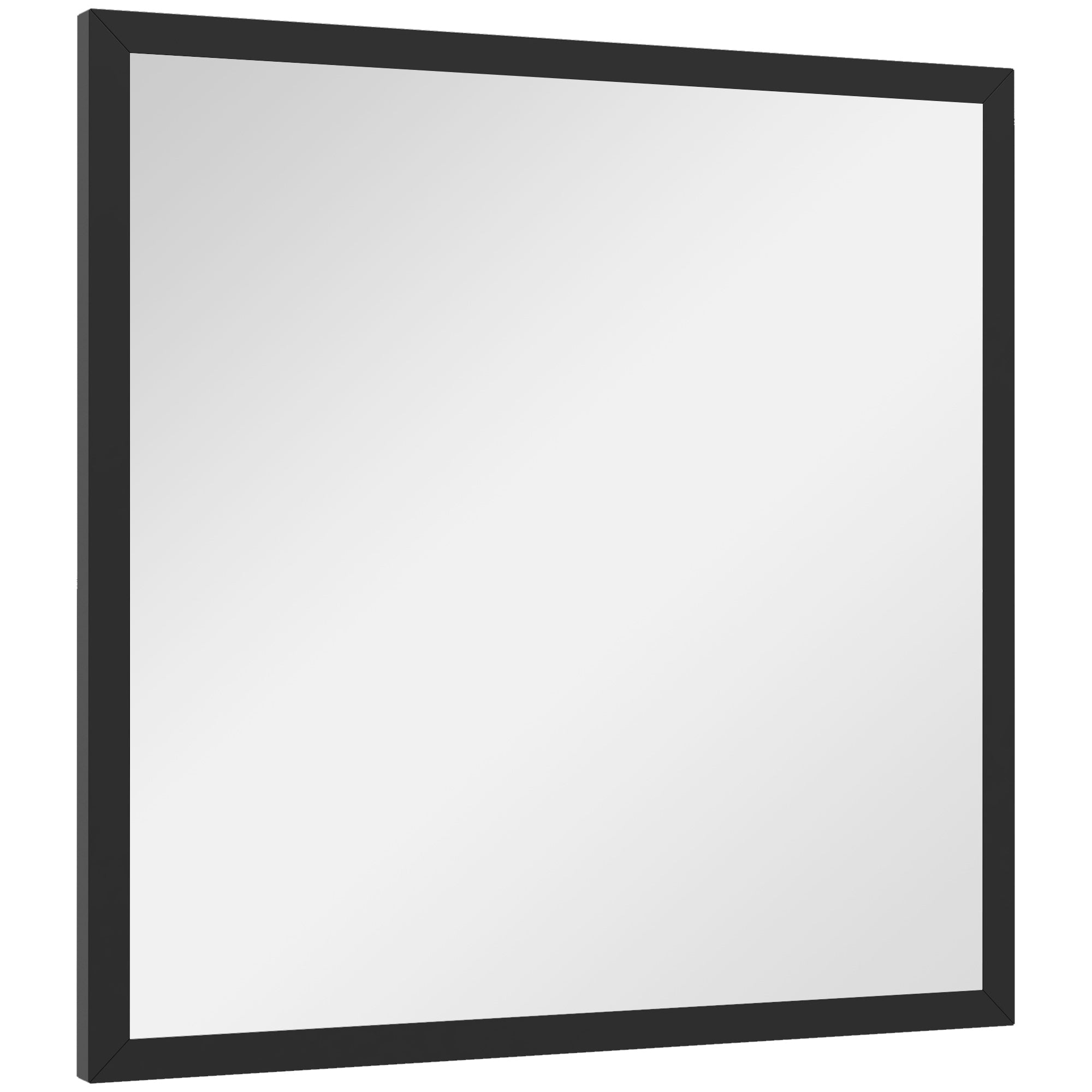 Square Wall Mirror 50 x 50 cm, black wooden frame, ideal for bathroom, living room, or bedroom