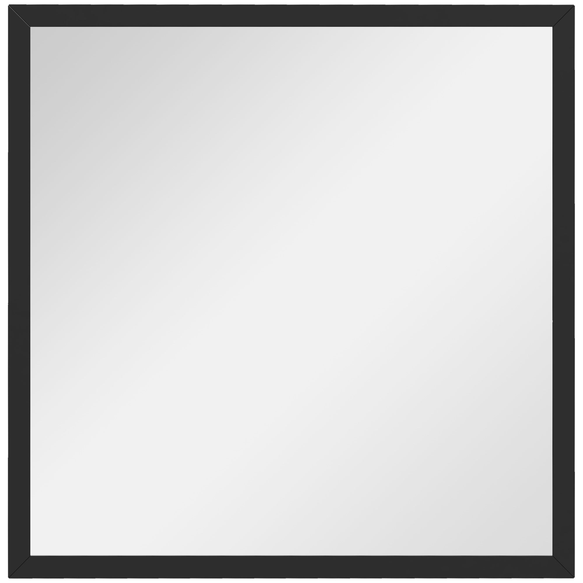 Square Wall Mirror 50 x 50 cm, black wooden frame, ideal for bathroom, living room, or bedroom