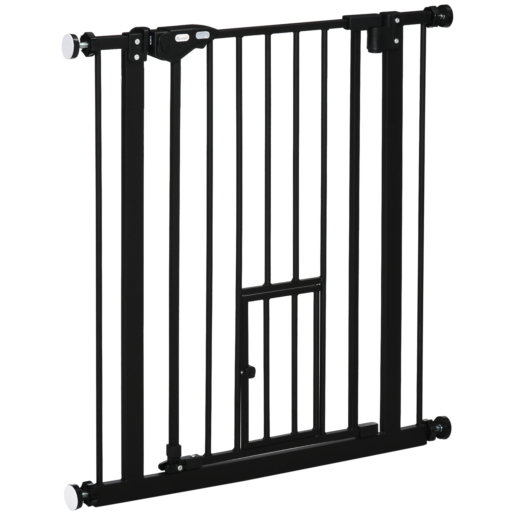 Pet Safety Gate Pet Gate with Small Lockable Door and Double Locking System for Doorway Hallway Staircase 74-80x76.2 cm Black