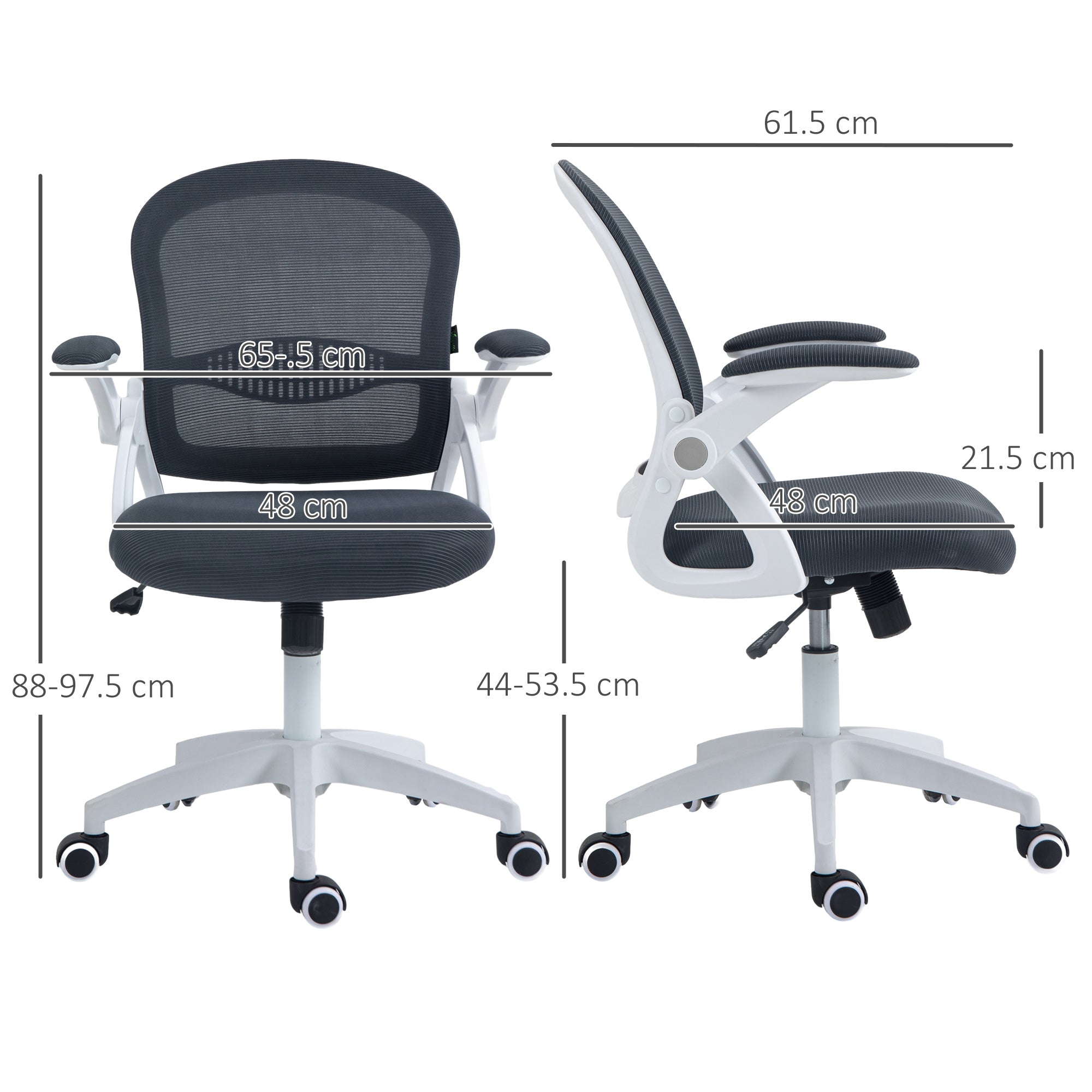 Ergonomic Office Chair with Mesh Backrest and Padded Seat, Adjustable Height, 65.5x61.5x88-97.5cm, Dark Grey