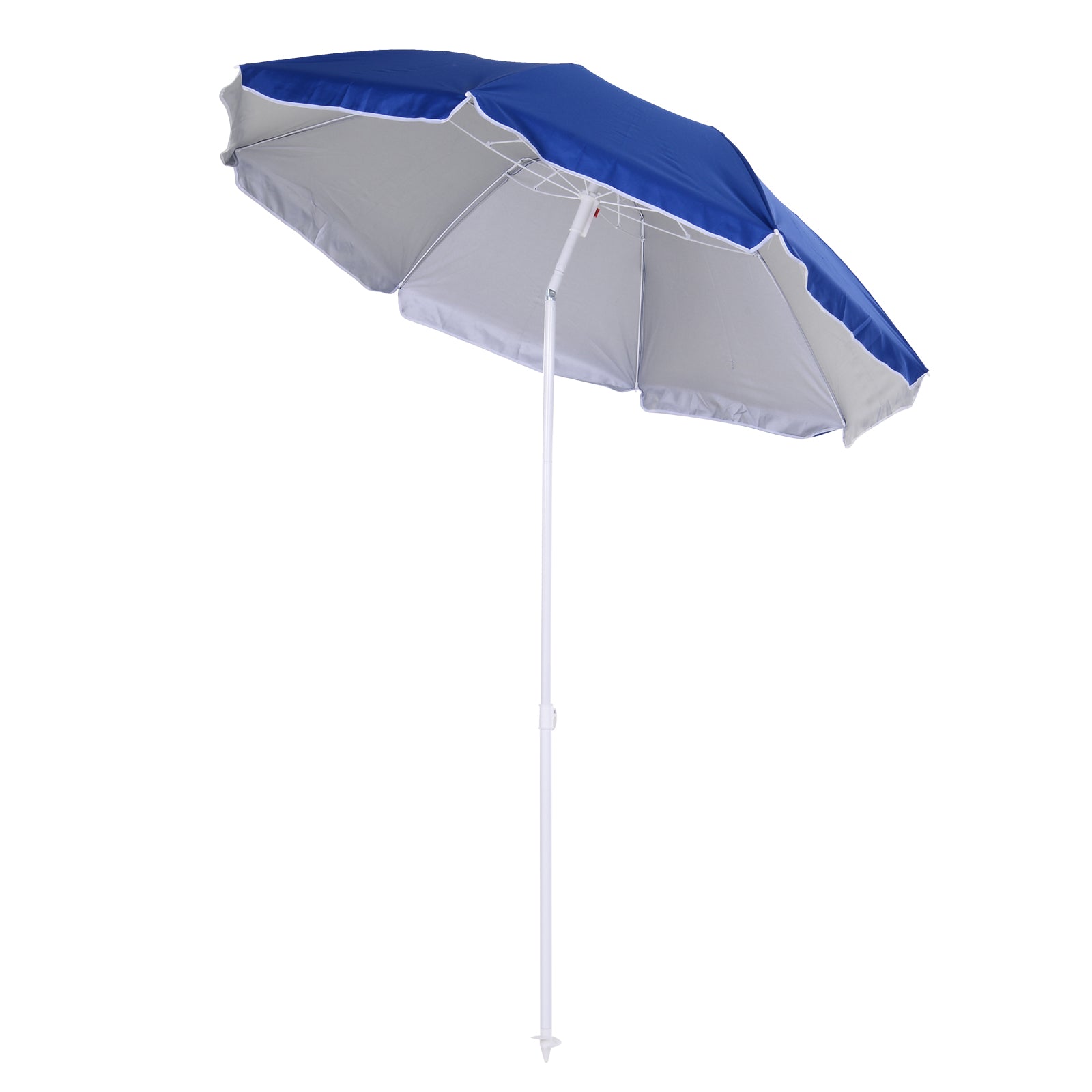 Large Beach Umbrella Ø160 cm Outdoor Terrace Umbrella with Adjustable Angle UV Protection Waterproof and Blue Transport Bag