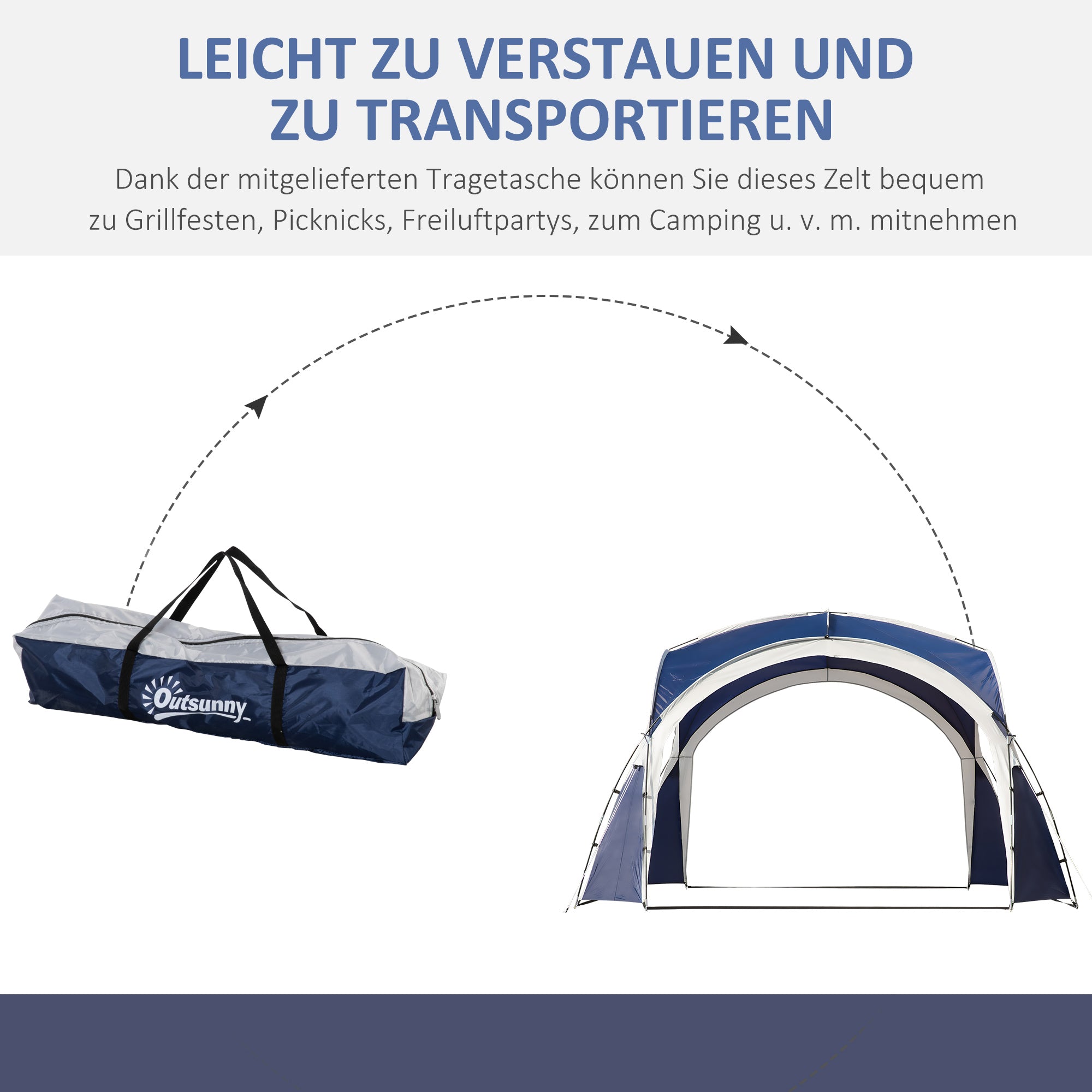 Event Shelter 3.5 x 3.5m Pavilion with Hook Door, Rain Protection with Sturdy Steel Poles, Garden Gazebo with UV Protection, Sunshade for Camping, Garden Festivals Blue