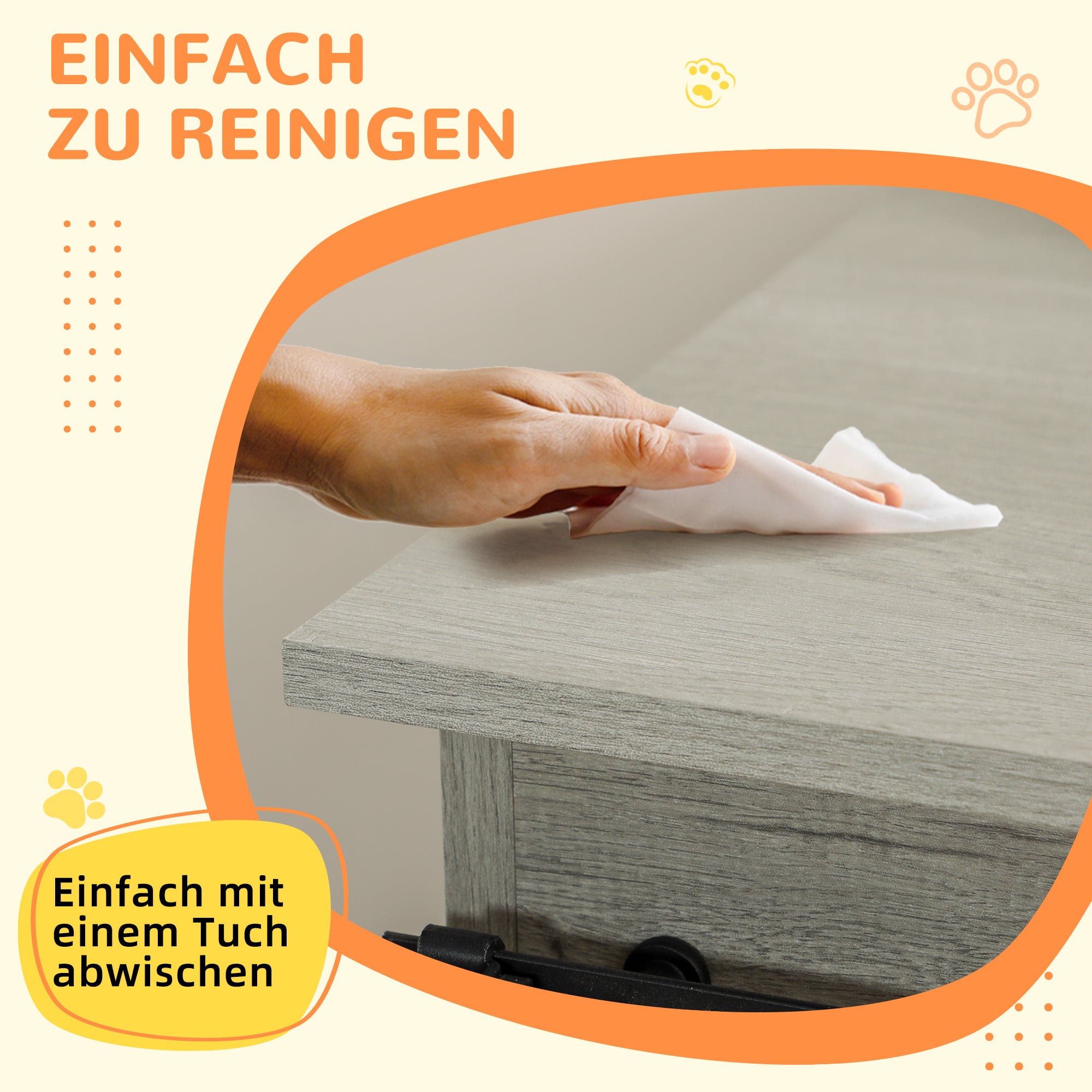 Dog Cage Furniture with Two-Room Option, 2 Doors Modern Metal Dog Box for Indoor Home, Doghouse for Large Dogs up to 30 kg, Doghouse 120 x 60 x 88.5 cm Gray