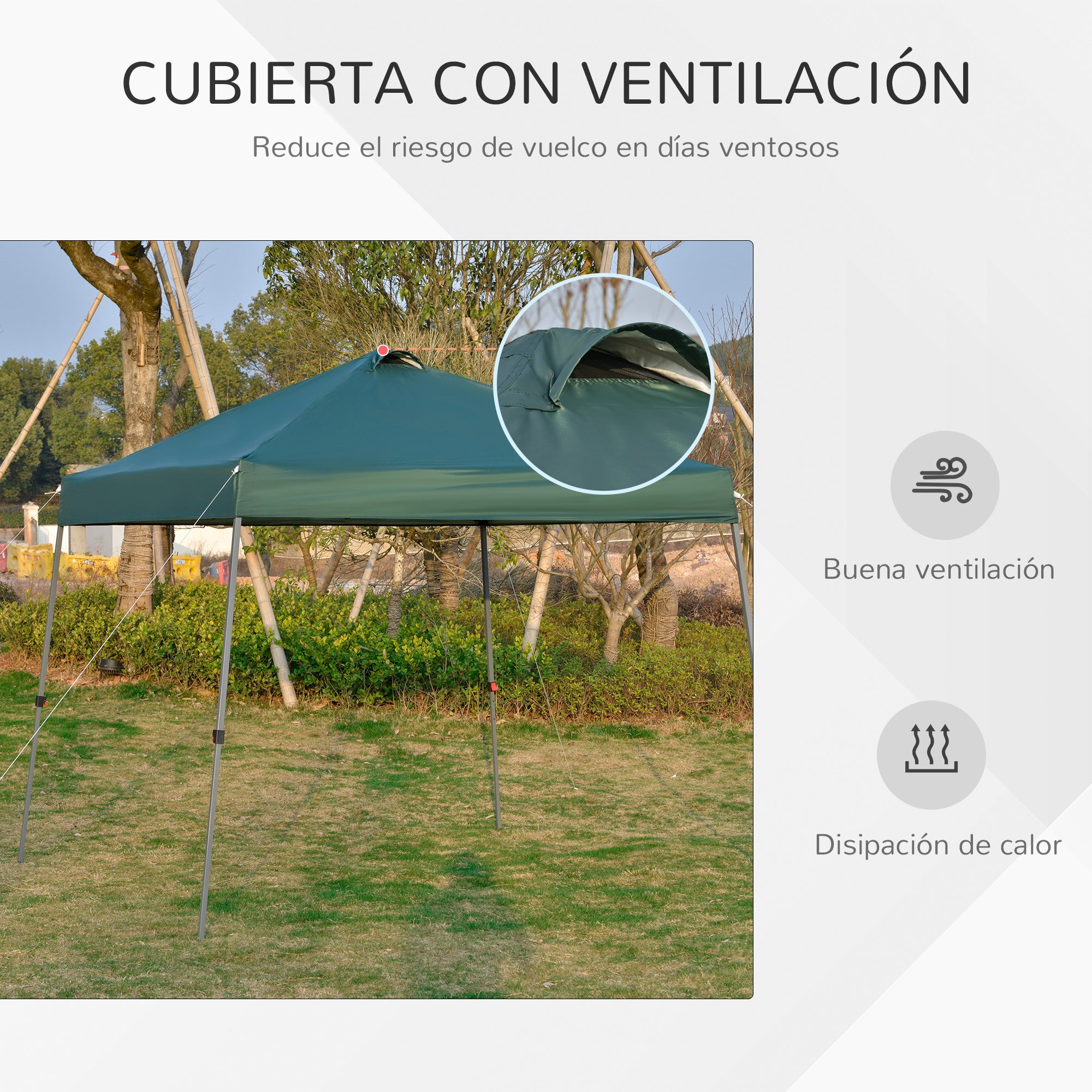 3x3m Foldable Gazebo Garden Canopy with Wheeled Transport Bag Waterproof and Steel Frame Outdoor Gazebo for Parties Camping Green