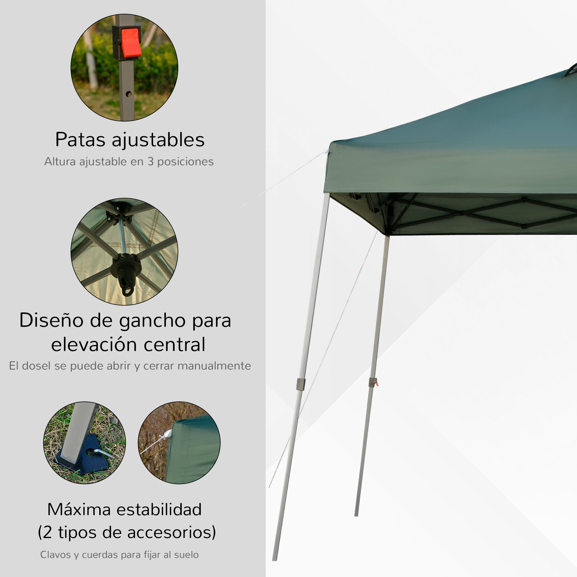 3x3m Foldable Gazebo Garden Canopy with Wheeled Transport Bag Waterproof and Steel Frame Outdoor Gazebo for Parties Camping Green