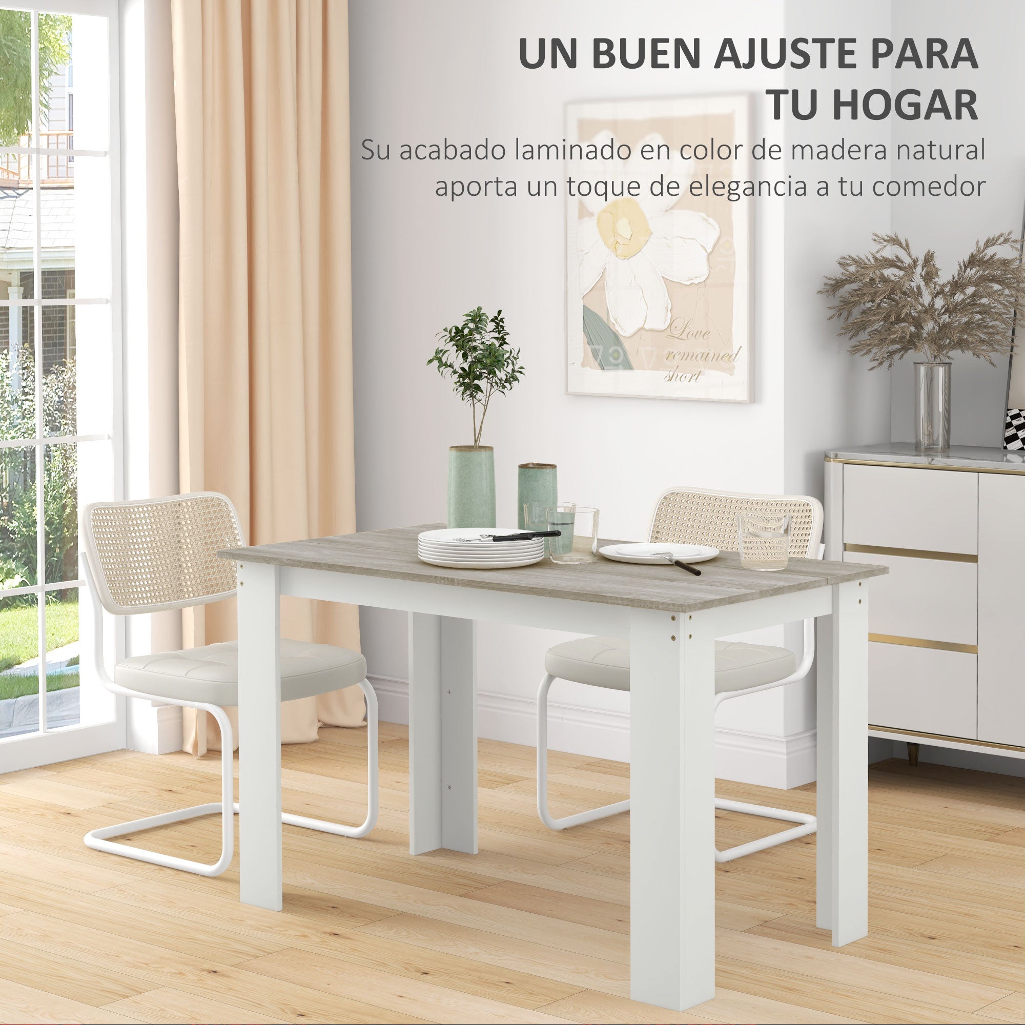 Dining Table for 4-6 People Rectangular Kitchen Table Modern Style Load 50 kg 120x69x75 cm Gray and White
