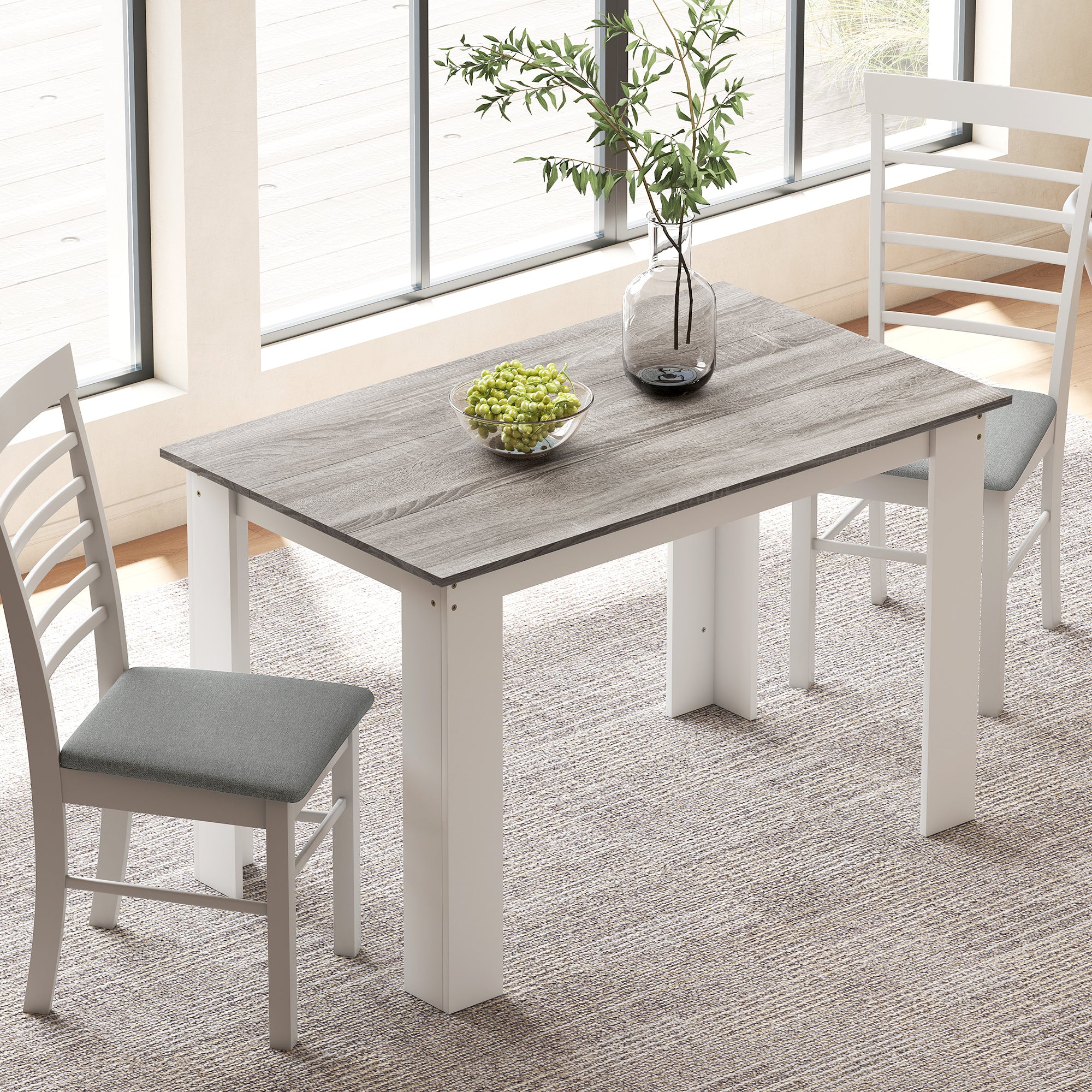Dining Table for 4-6 People Rectangular Kitchen Table Modern Style Load 50 kg 120x69x75 cm Gray and White