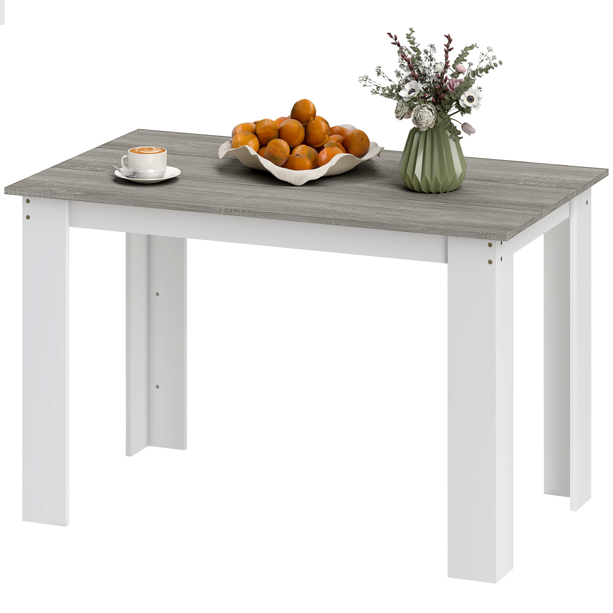 Dining Table for 4-6 People Rectangular Kitchen Table Modern Style Load 50 kg 120x69x75 cm Gray and White