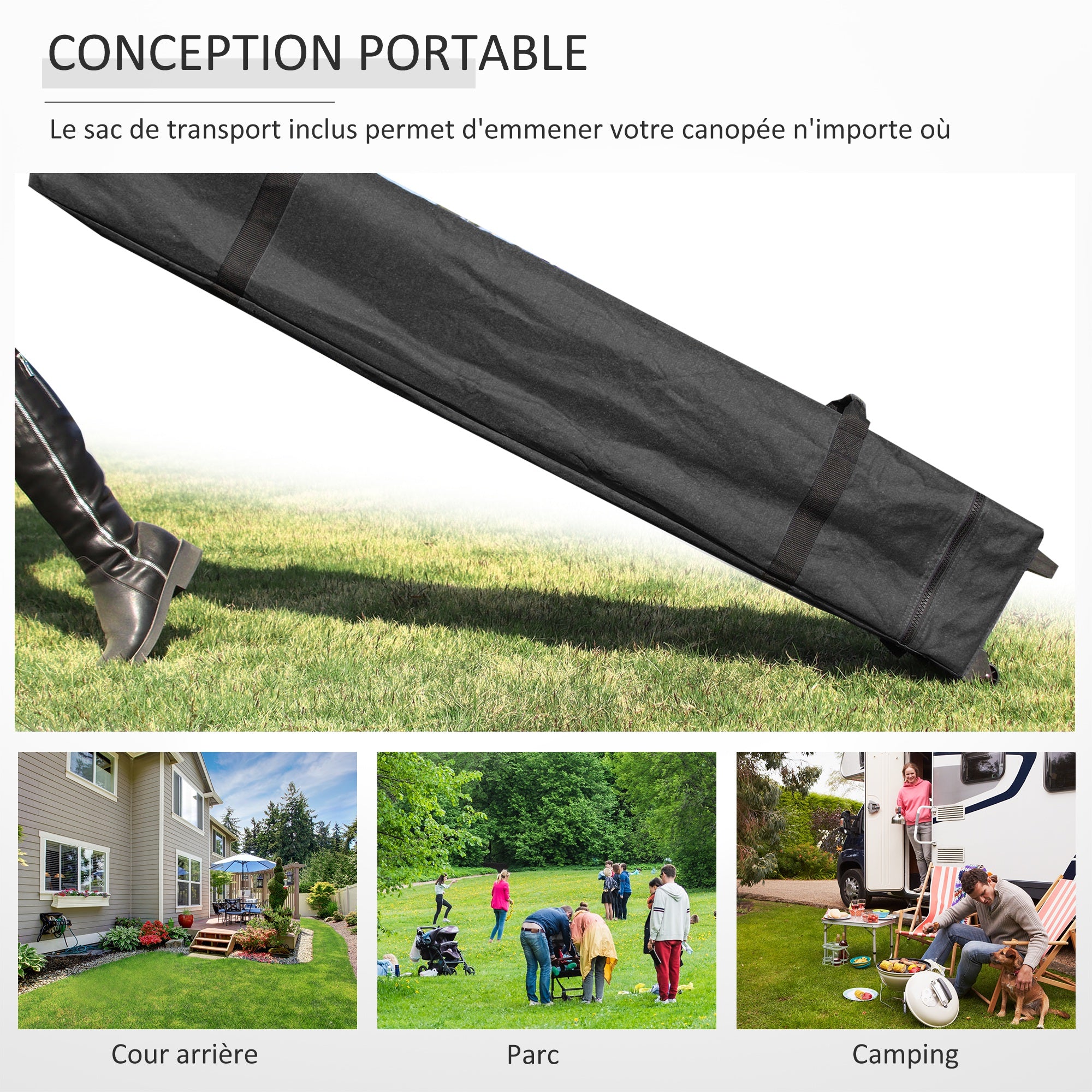 Pop-up Garden Gazebo Tent 3x3m Adjustable Height 3 Levels with 4 Removable Side Walls, Windows, Rolling Carry Bag - Blue