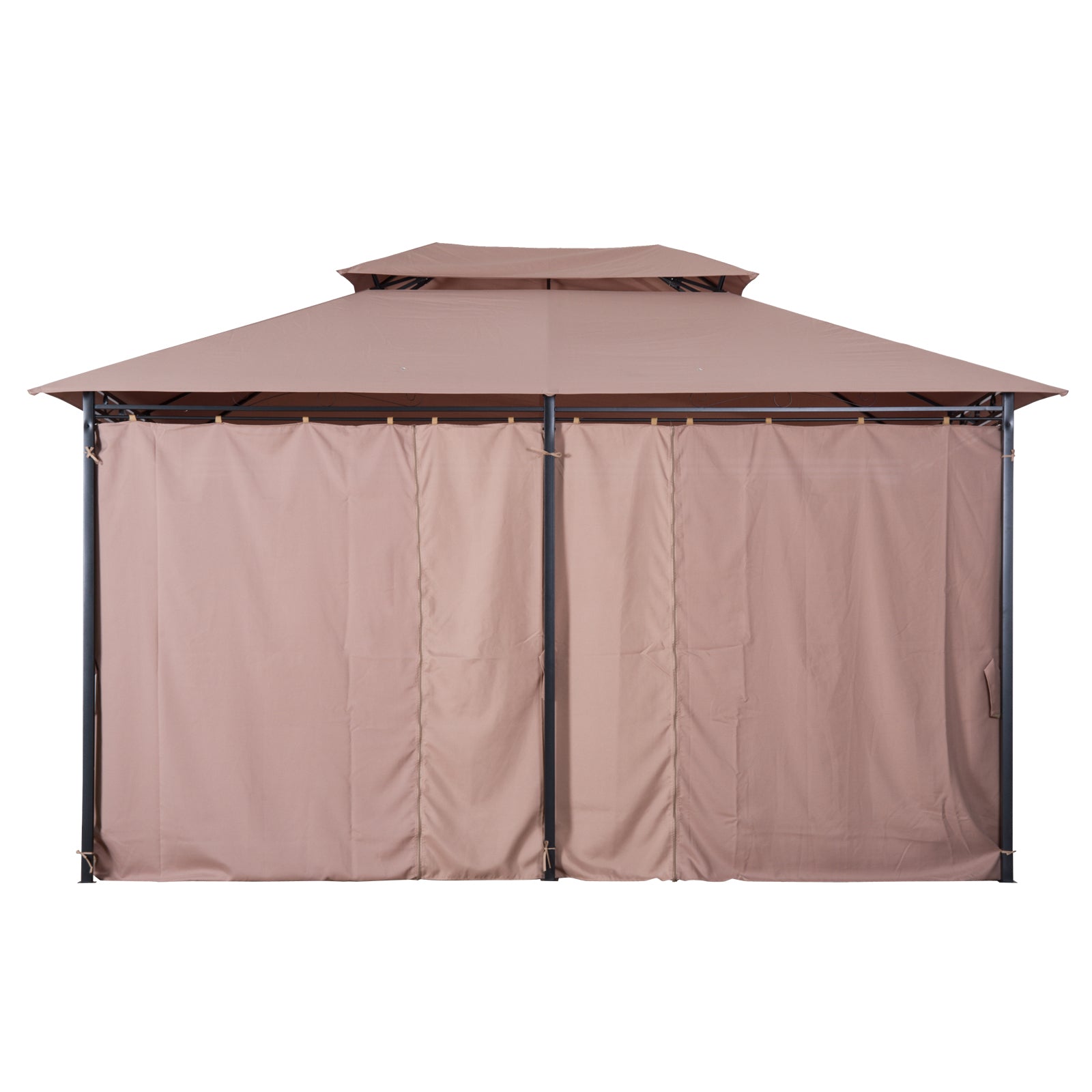 Pavilion 3x4m Garden Pavilion with 6 Side Panels Party Tent Garden Tent Marquee with Double Roof Khaki