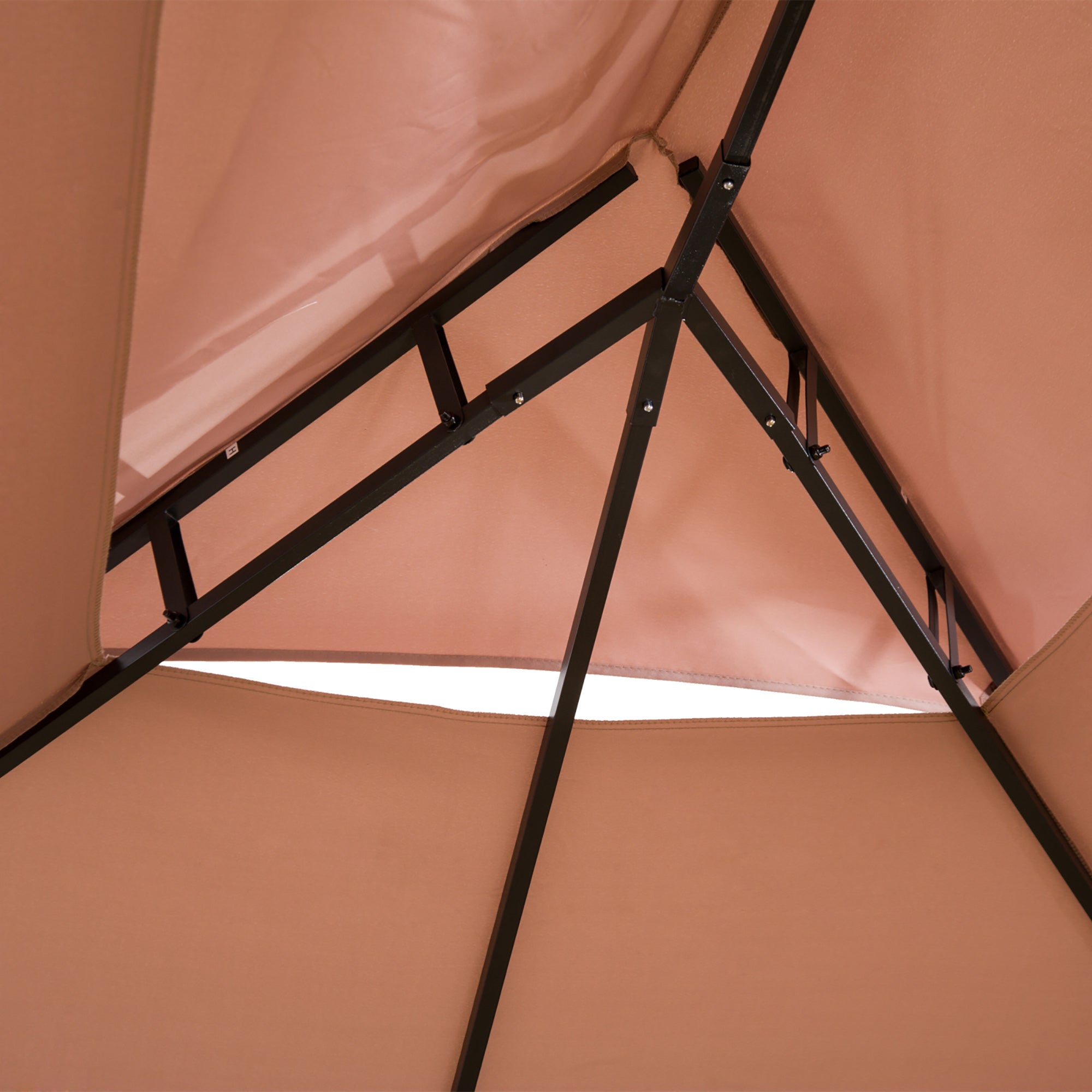 Pavilion 3x4m Garden Pavilion with 6 Side Panels Party Tent Garden Tent Marquee with Double Roof Khaki