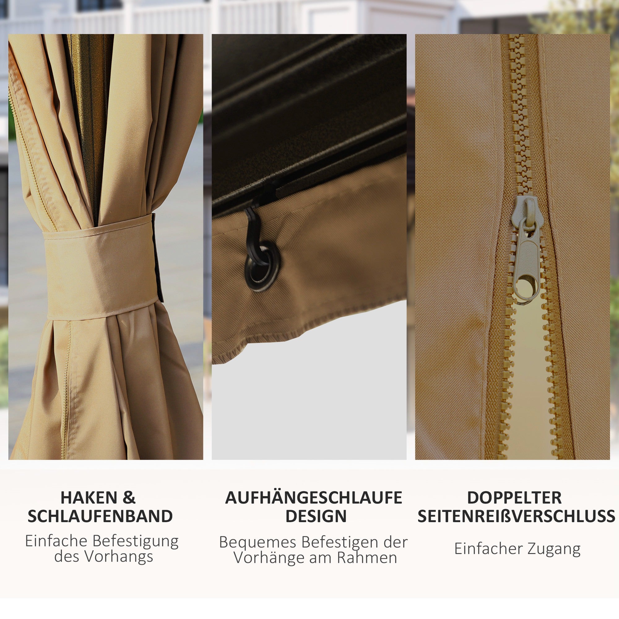 Pavilion with Hardtop, 4x3 m Waterproof Stable Winterproof Garden Pavilion with Mosquito Net, Hooks, Side Panels, Curved Roof, Aluminum Garden Pavilion, for Garden, Terrace, Brown