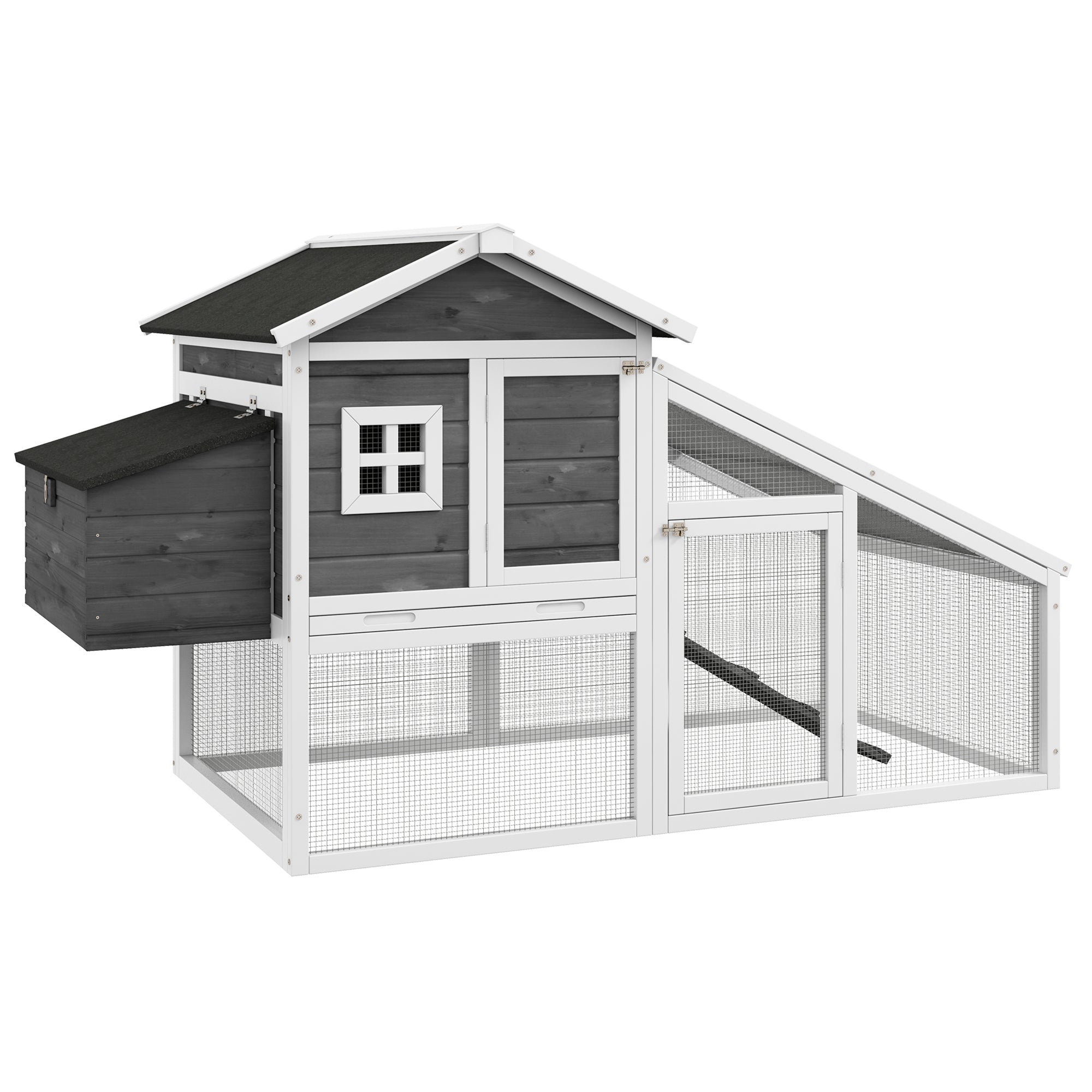 Chicken Coop for Layers or Ducks, Prefabricated Wooden Henhouse with Waterproof Roof, 178x95x100 cm, Gray