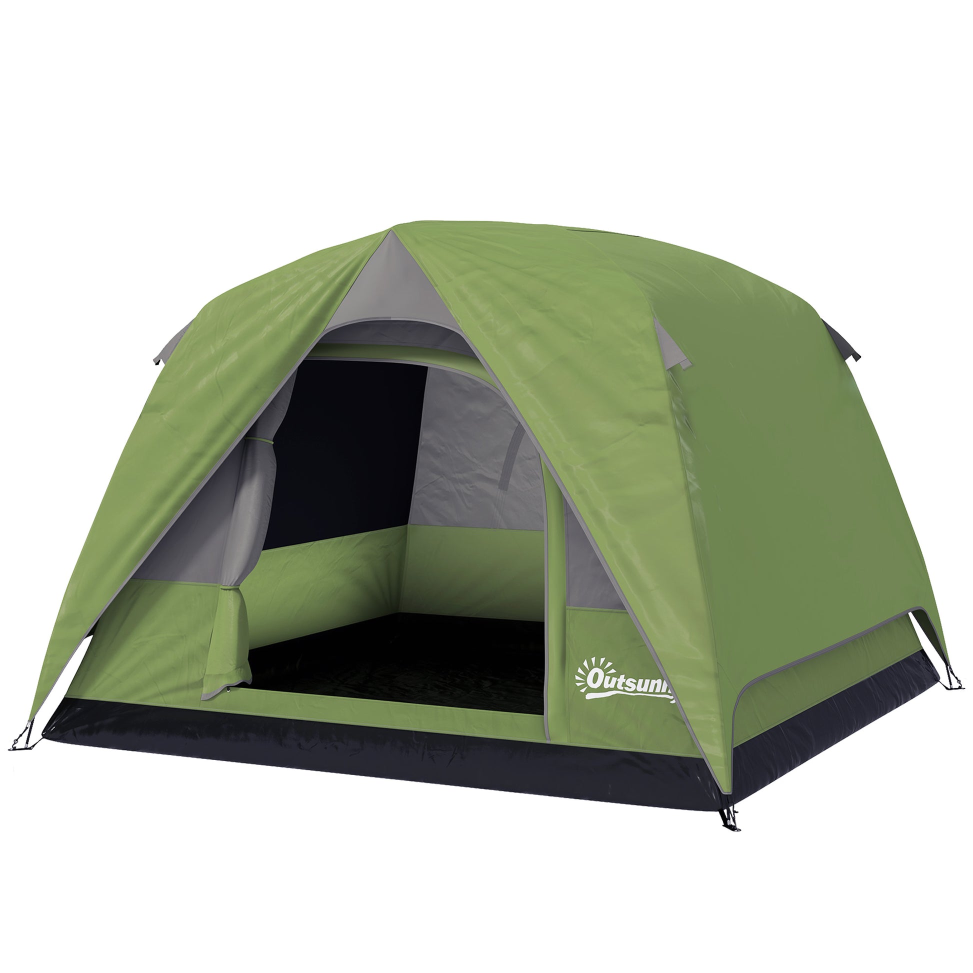 Camping Tent for 2-4 People, Waterproof Family Dome Tent, with Windows, Pocket, Carrying Bag, and Hook, for Picnics, Hiking, Trekking, Camping, Olive Green