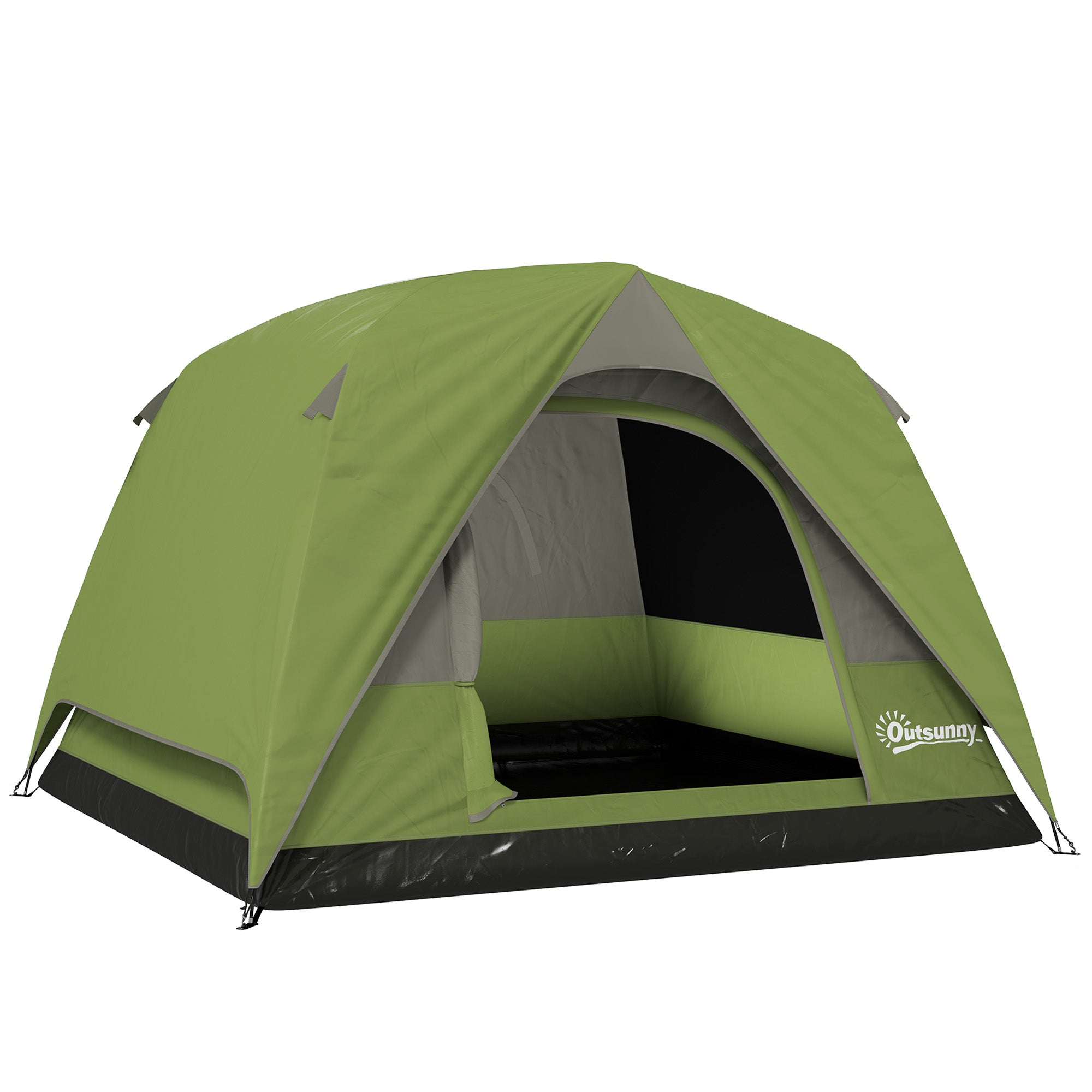 Camping Tent for 2-4 People, Waterproof Family Dome Tent, with Windows, Pocket, Carrying Bag, and Hook, for Picnics, Hiking, Trekking, Camping, Olive Green