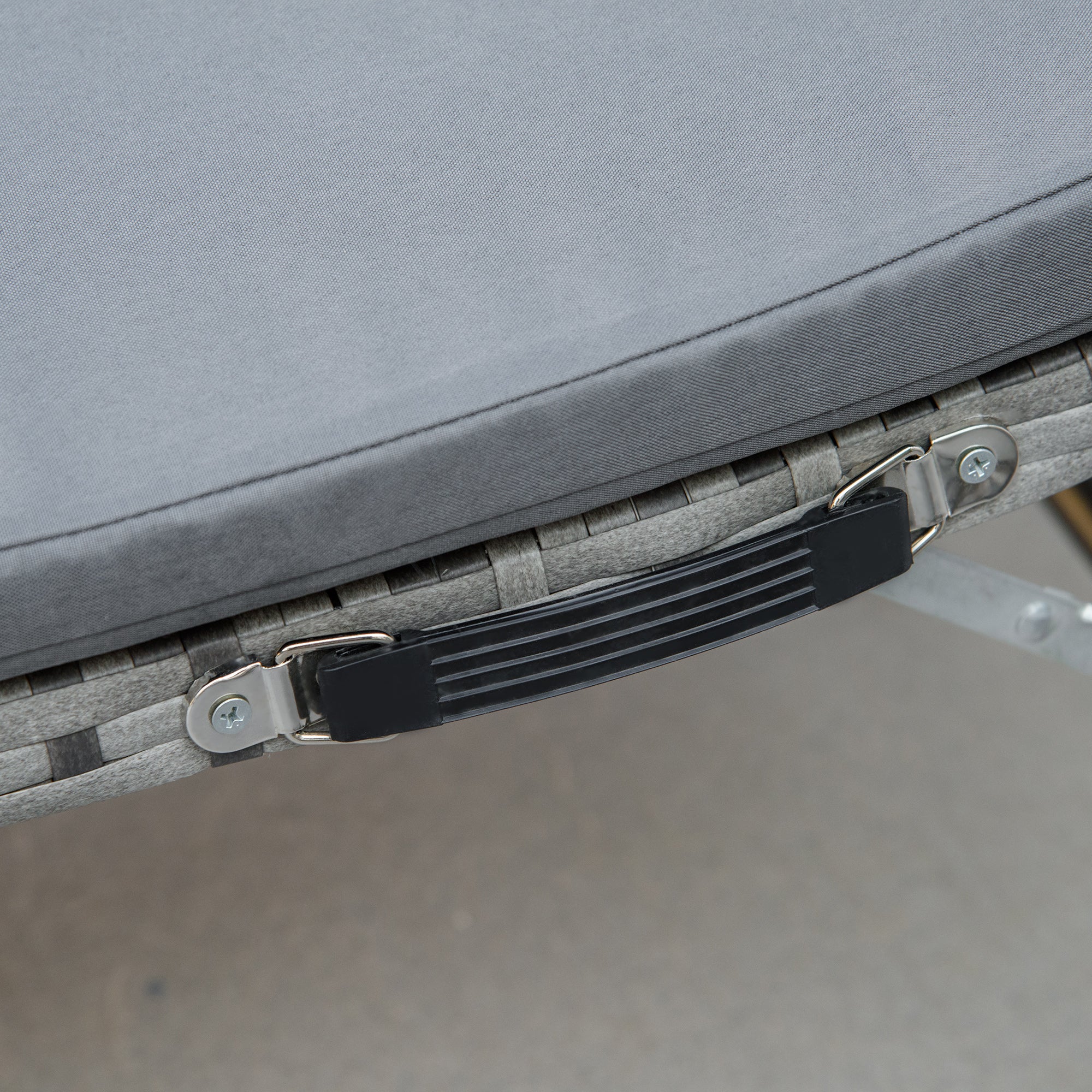 Set of 2 Foldable Sun Loungers, Garden Rattan Recliners with Removable Washable Cushions and Folding Table, Gray