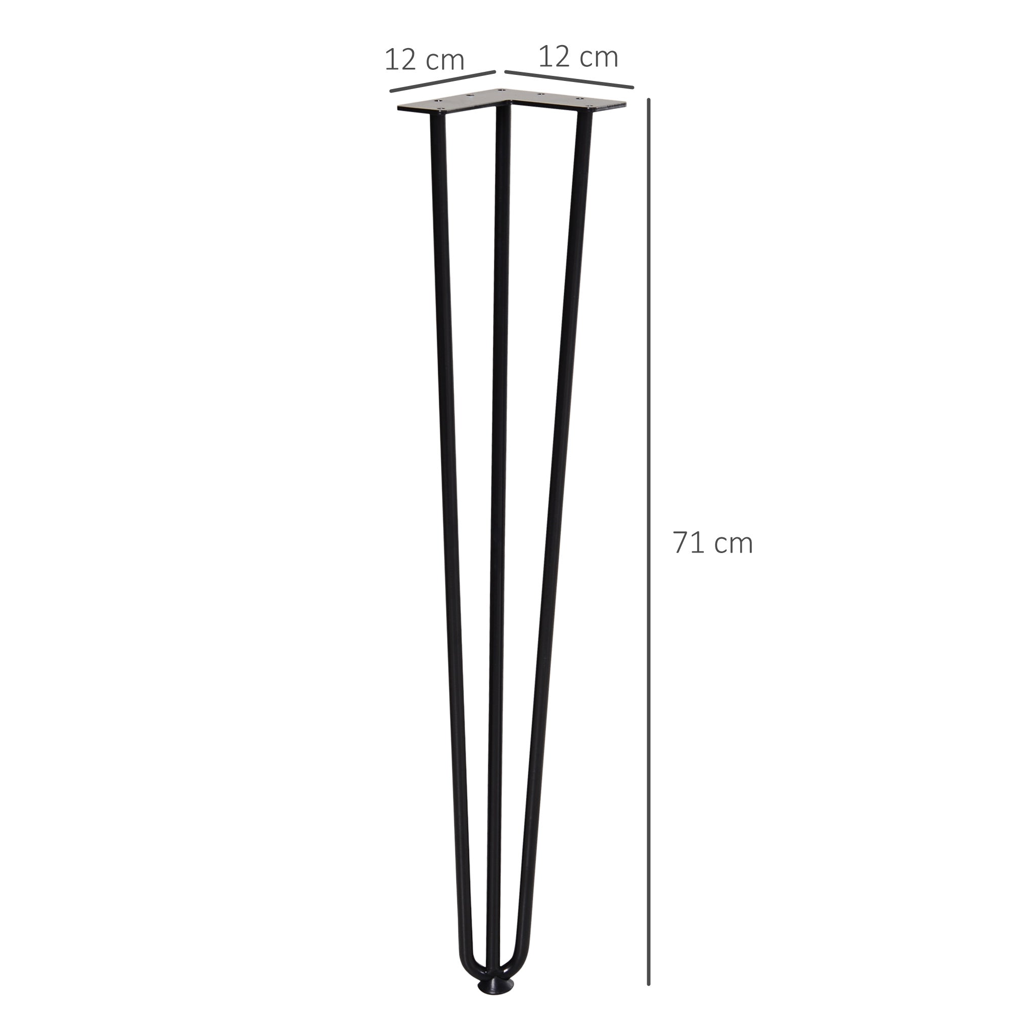 Table Legs, Set of 4 Furniture Legs, Steel Table Frame with Fork Design for Coffee Table, Dining Table, Black, 12 x 12 x 72 cm