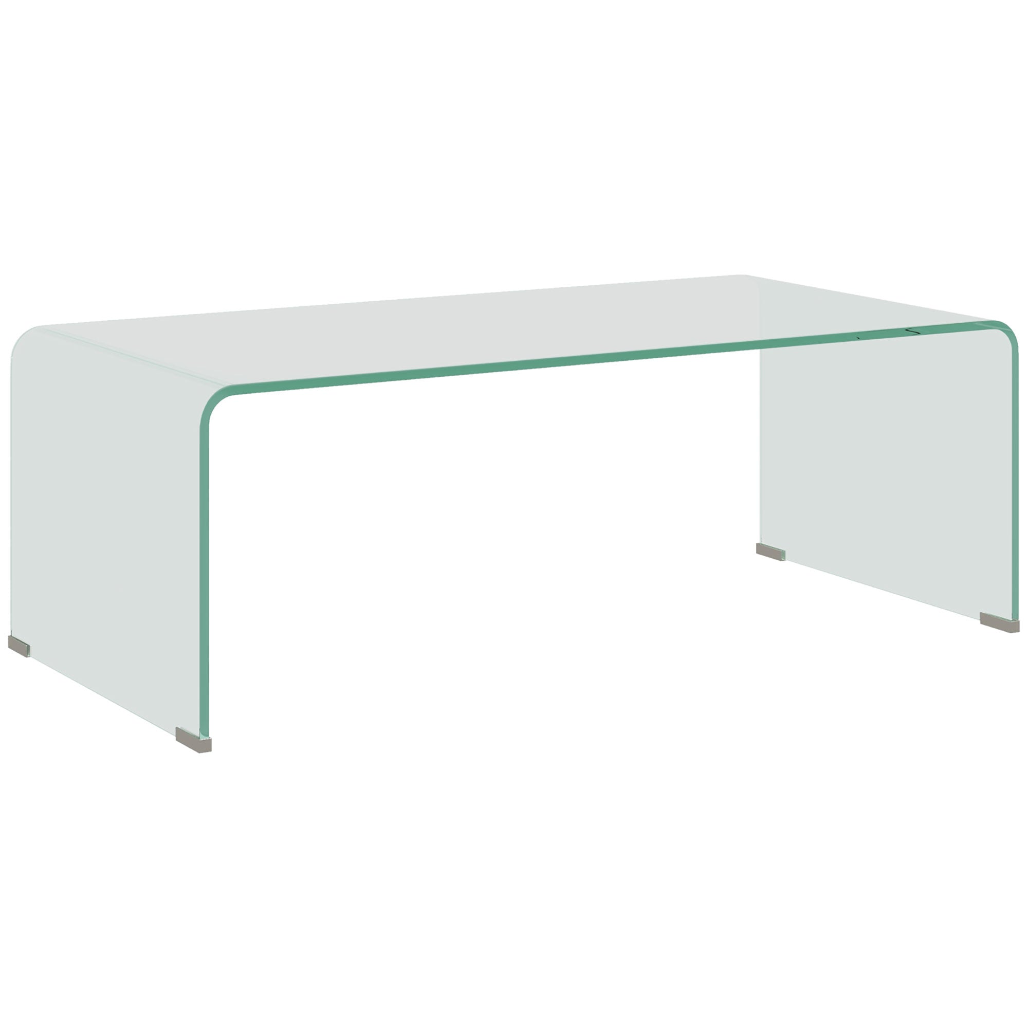 Modern Monobloc Coffee Table with Non-Slip Feet, Tempered Glass Table, 100x50x35 cm, Transparent