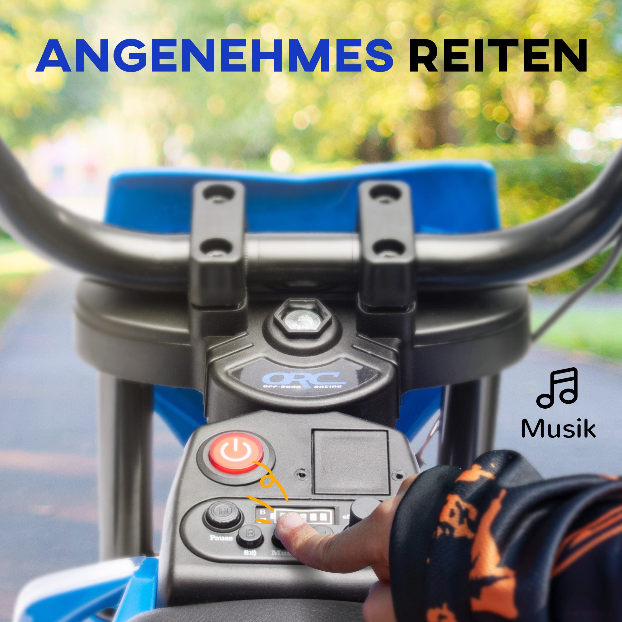 Children's Electric Motorcycle, 12V Kid's Bike with Music, Kids Vehicle with Removable Training Wheels, 2.4-5 km/h, for 3-6 Years Old Kids, max. 30 kg, Blue