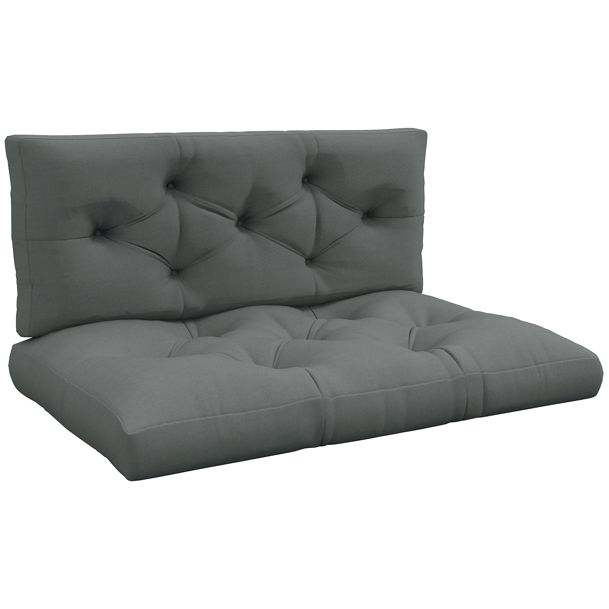 2-Piece Pallet Sofa Cushion Set 120 x 80 x 10 cm Seat + 120 x 40 x 10 cm Backrest, UV-Protected, Water-Resistant Outdoor Pad for Pallet Sofa/Balcony – Light Gray