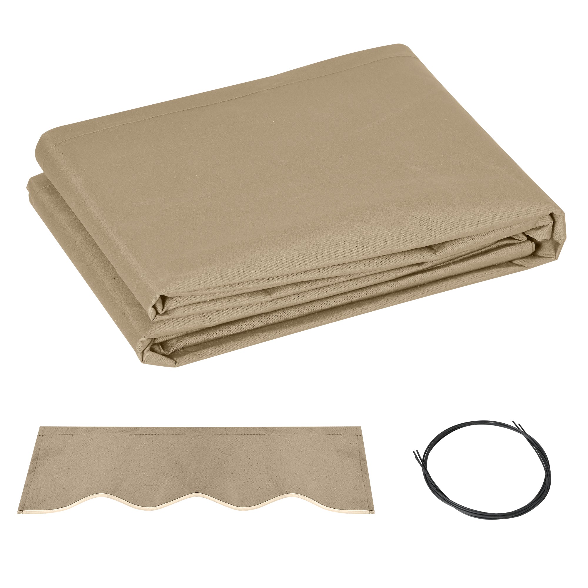 Replacement Awning Canopy - Soft Wave Valance - High Density 280 g/m² Anti-UV Polyester 3.82L x 2.4W (projection) m Beige