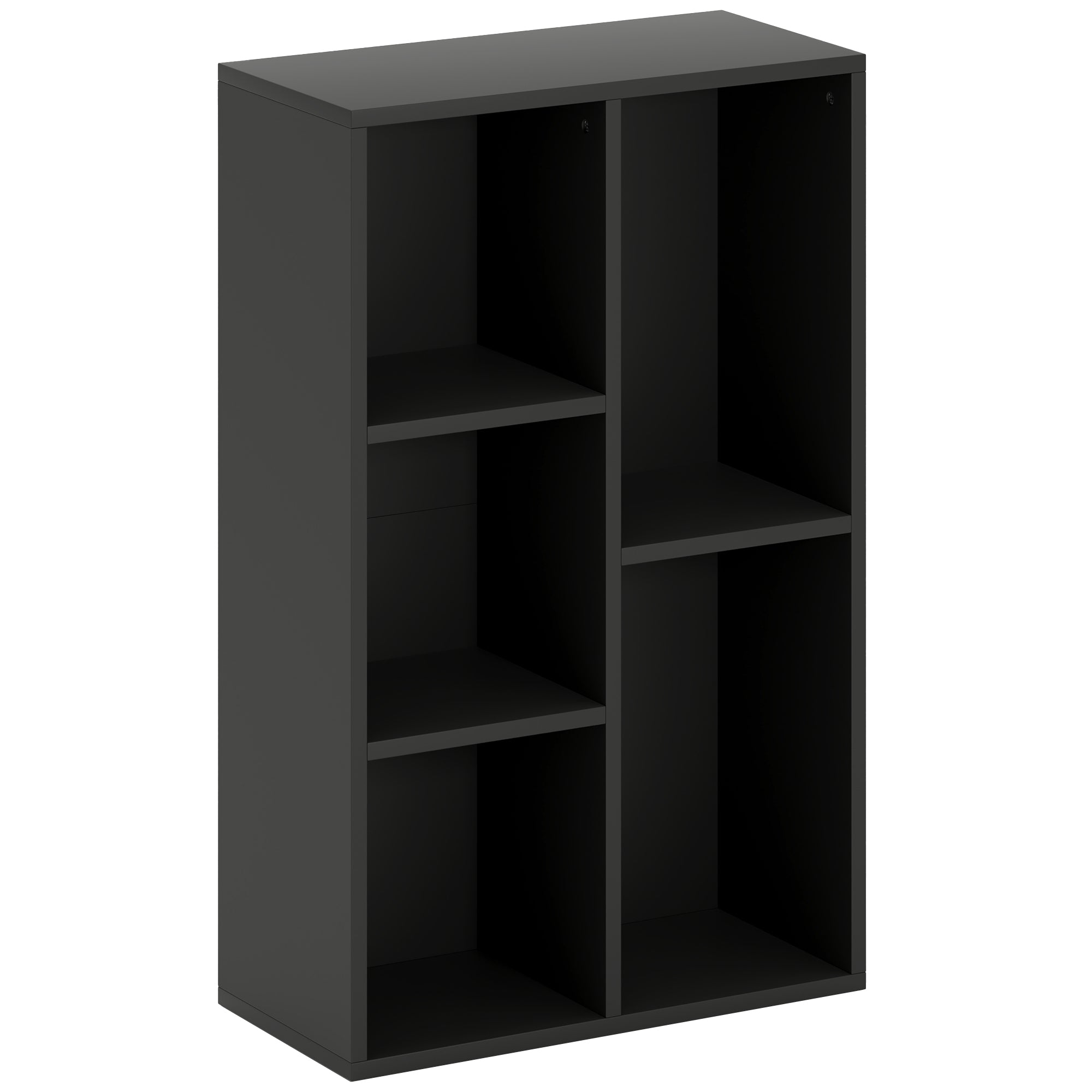 Bookshelf, 2-Tier Storage Shelf with 5 Compartments, for Living Room, Bedroom, Office, 50 x 24 x 80 cm, Black