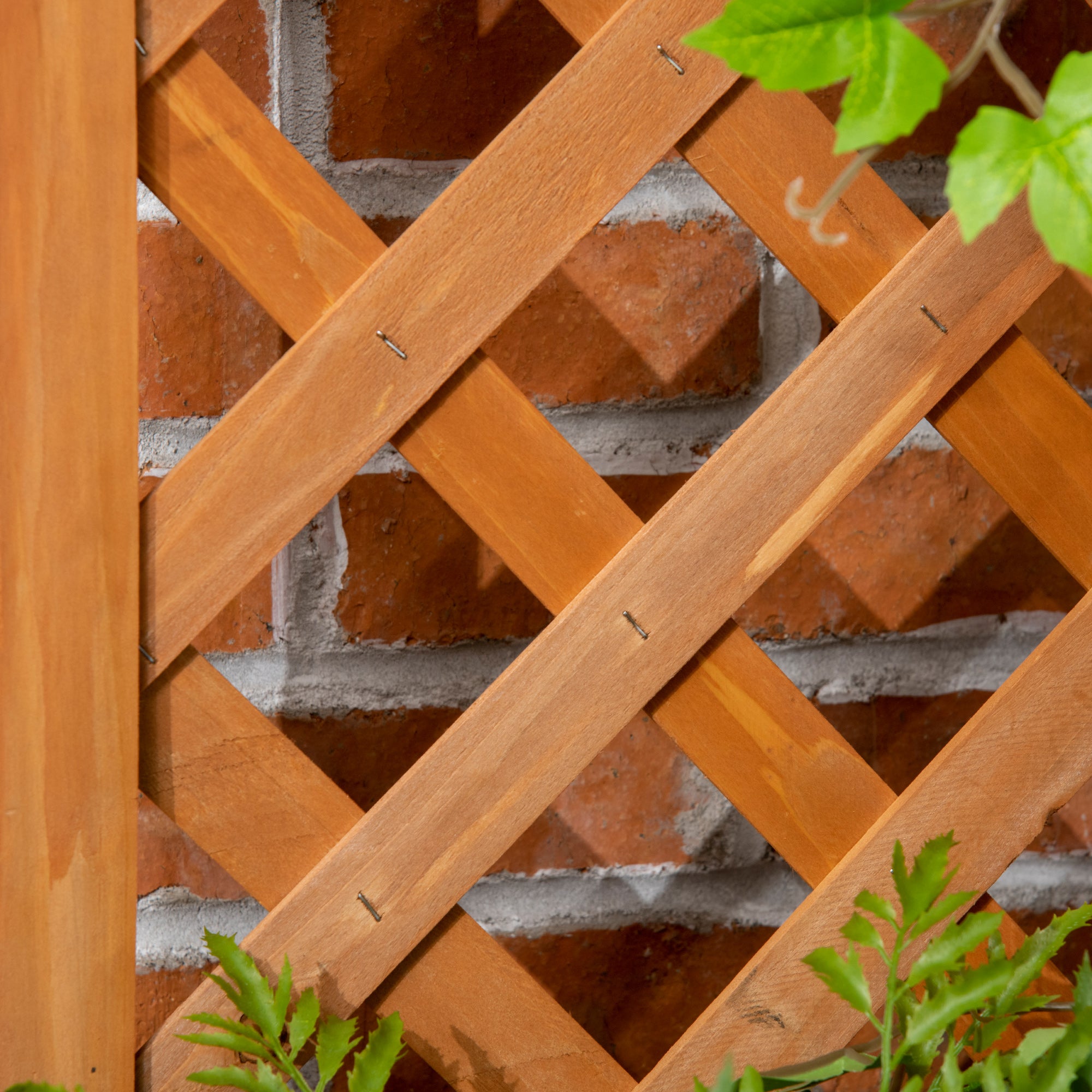 Planter Box with Trellis, Planter, Flower Pot, Planter Box, for Garden, Patio, Balcony, Natural Wood, Brown, 32 x 32 x 108 cm