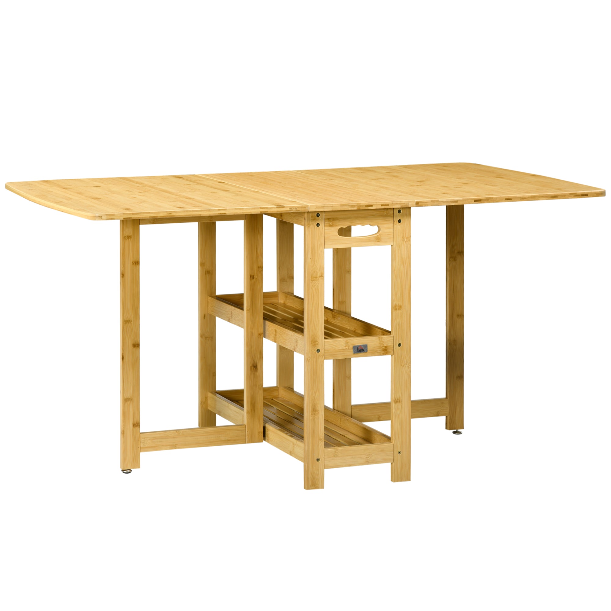 Folding Dining Table Foldable Table for 6 Persons with Shelves Kitchen Table Dining Table for Small Spaces, Kitchen, Dining Room 149.5 x 80 x 73.5 cm Natural