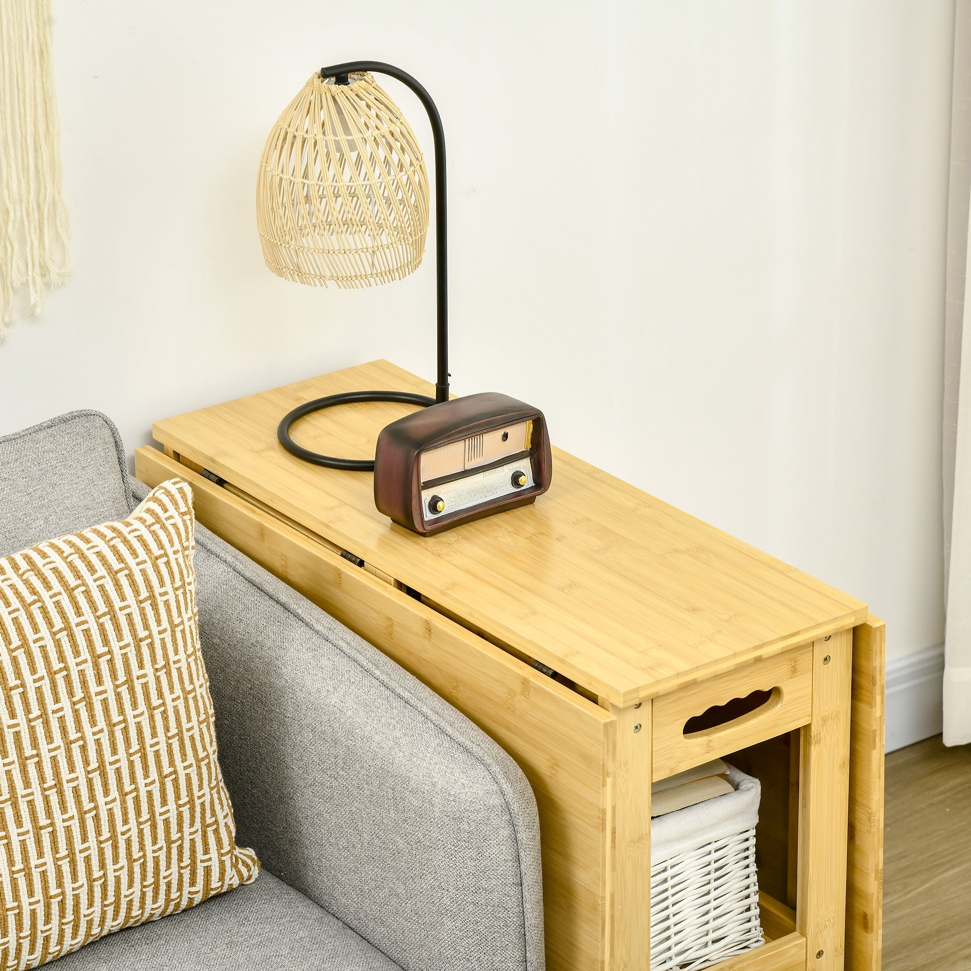 Folding Dining Table Foldable Table for 6 Persons with Shelves Kitchen Table Dining Table for Small Spaces, Kitchen, Dining Room 149.5 x 80 x 73.5 cm Natural