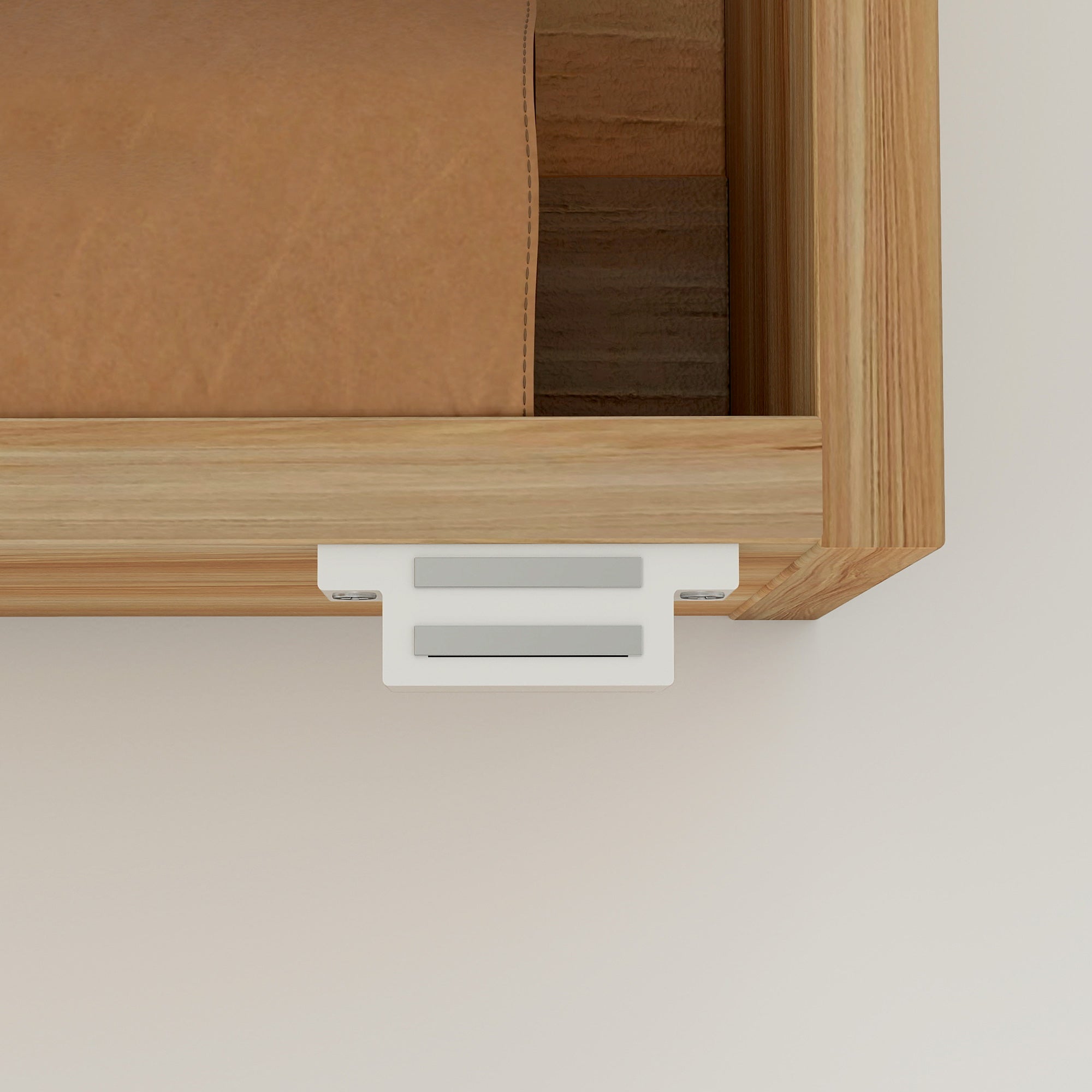 Wall Mounted Bathroom Cabinet with Oval Mirror, 45 x 90 cm, Modern Bathroom Furniture, Frameless Design, Mirror with Storage, Natural Wood