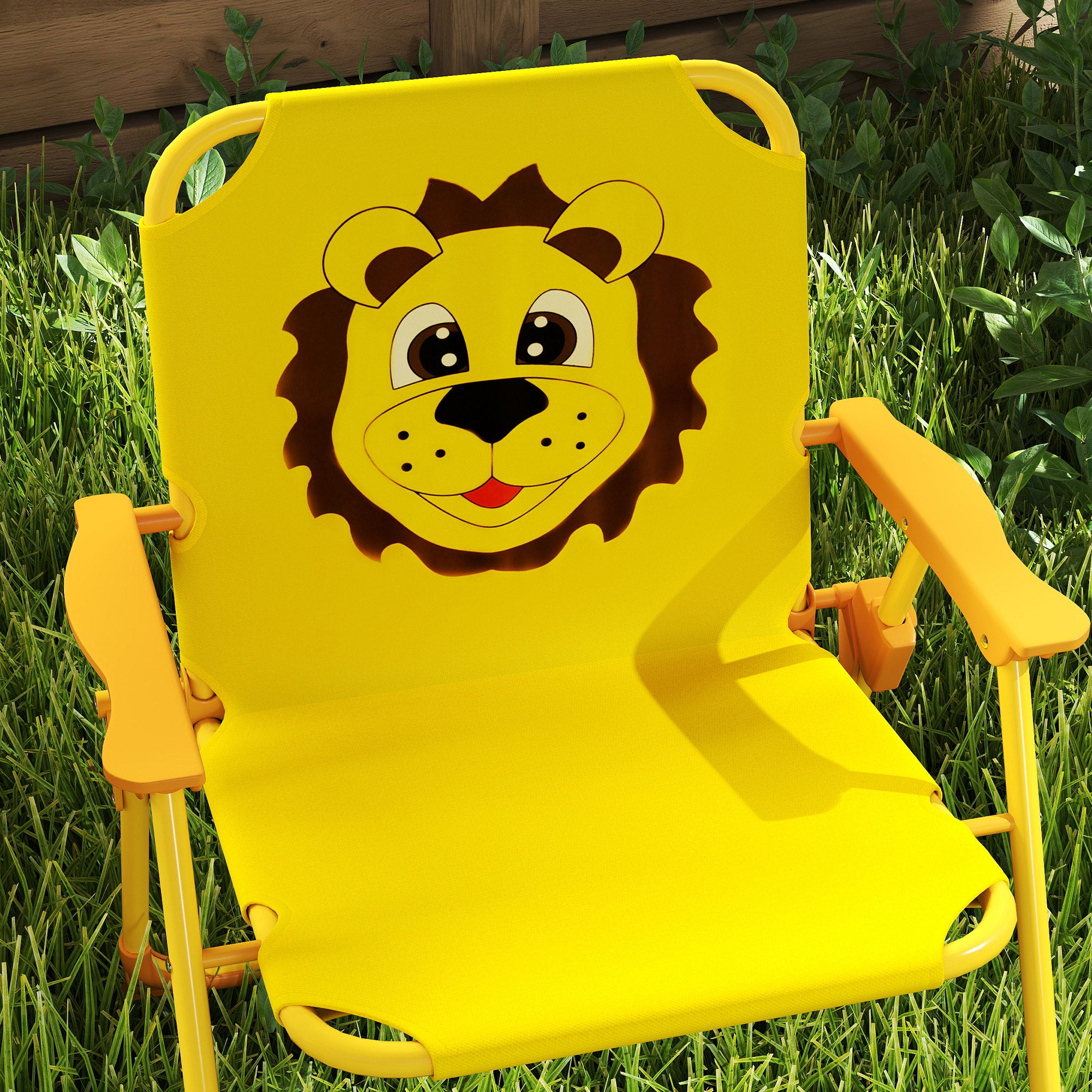 Kids Seating Group with Adjustable Height Sun Umbrella Kids Table with 2 Folding Chairs Children's Seating Set Kids Seating Group Outdoor Garden Furniture for Garden Beach, Yellow