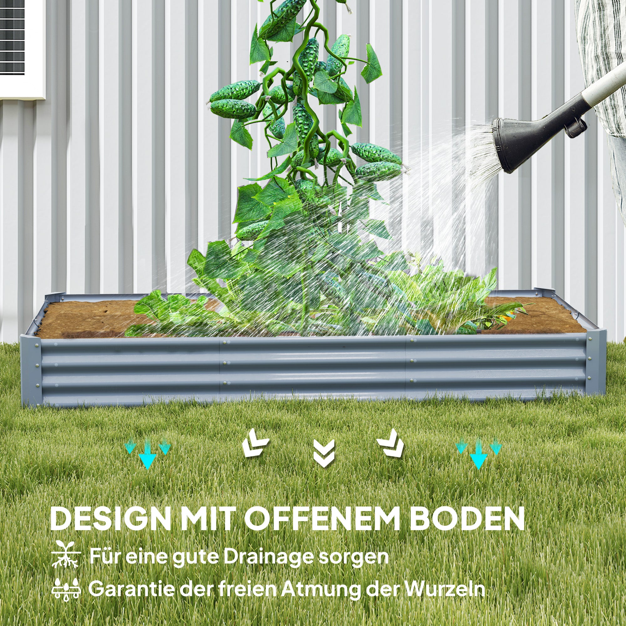 Raised Bed made of Steel, Weather-Resistant Plant Bed with Anti-Cut Edge Greenhouse Garden Bed Rust-Free Planter Planter Box 240 x 120 x 30 cm for Garden Balcony, Vegetable Bed for Flowers, Vegetables