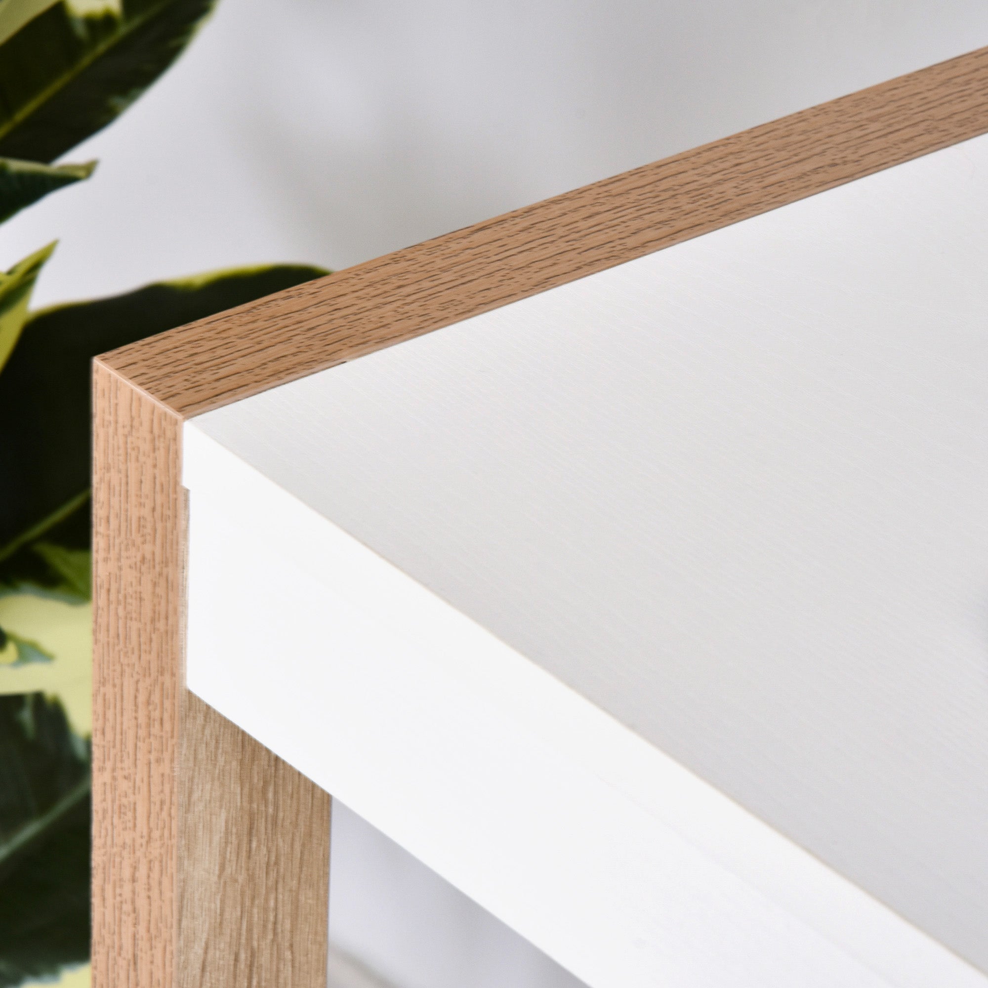 Desk Computer Desk with Drawer Cabinet Rectangular Legs Modern Style Additional Decoration 112.5x50x75.5 cm White