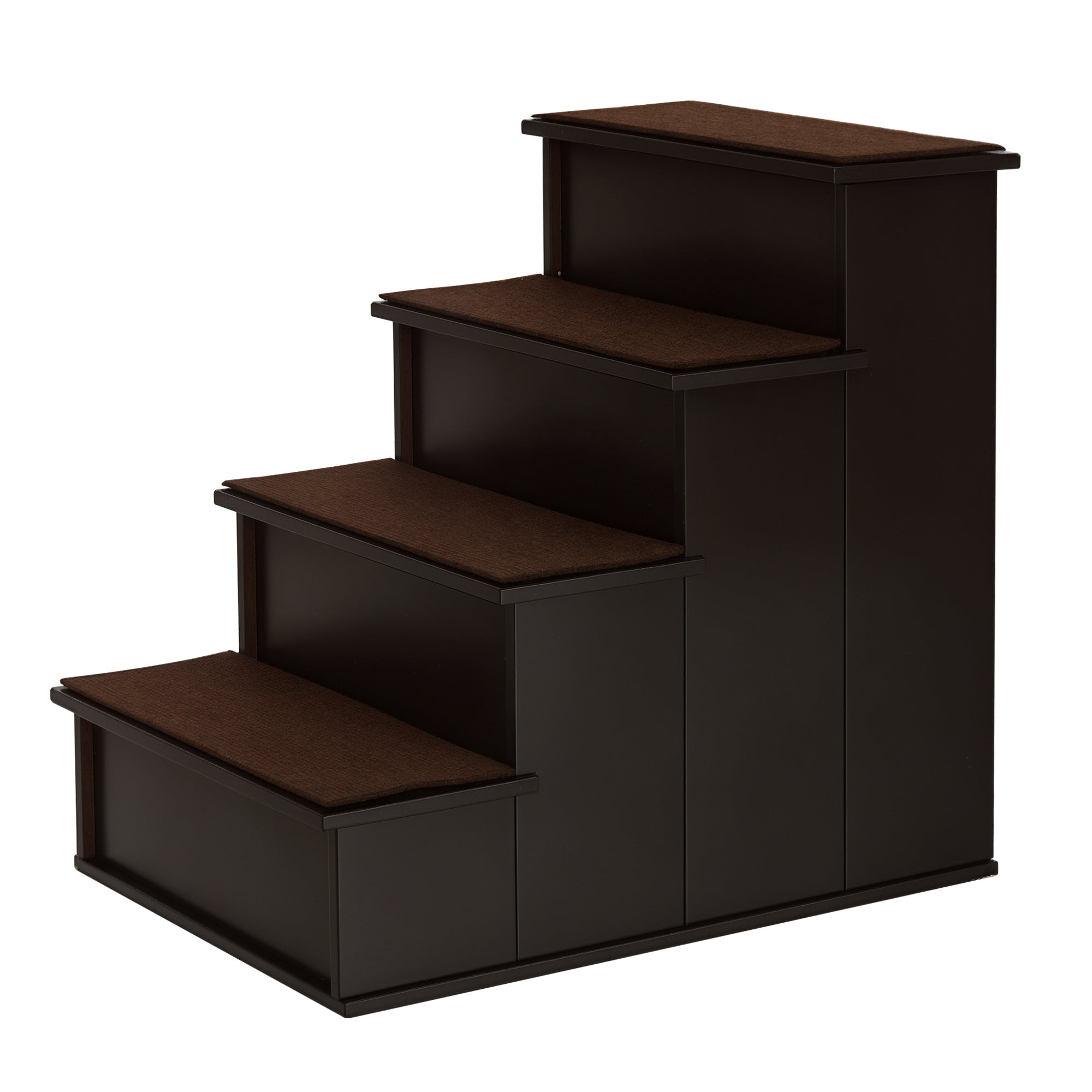 Pet Stairs 4-Step Dog Stairs Cat Stairs Ramp with Non-Slip Mat Pet Ladder for Car Bed Sofa Dark Brown 40 x 59 x 54.2 cm