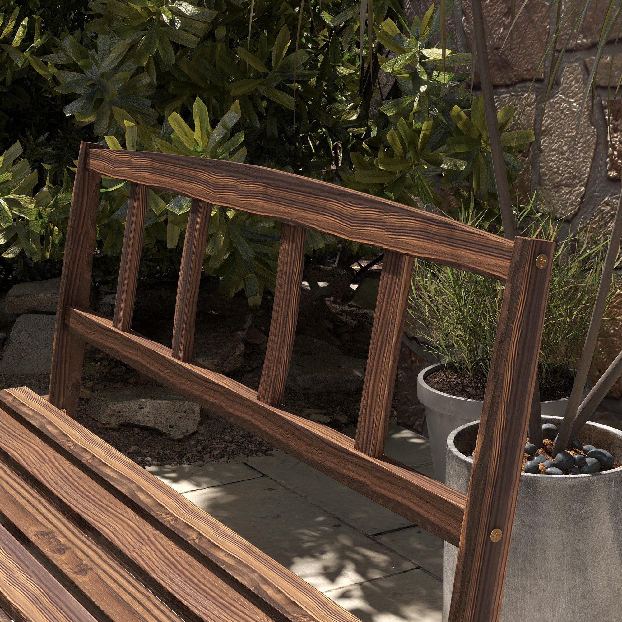 3-Piece Garden Set in Pine Wood with 1 Outdoor Table 115x55x71 cm and 2 Benches 115x51x80 cm, Charred color