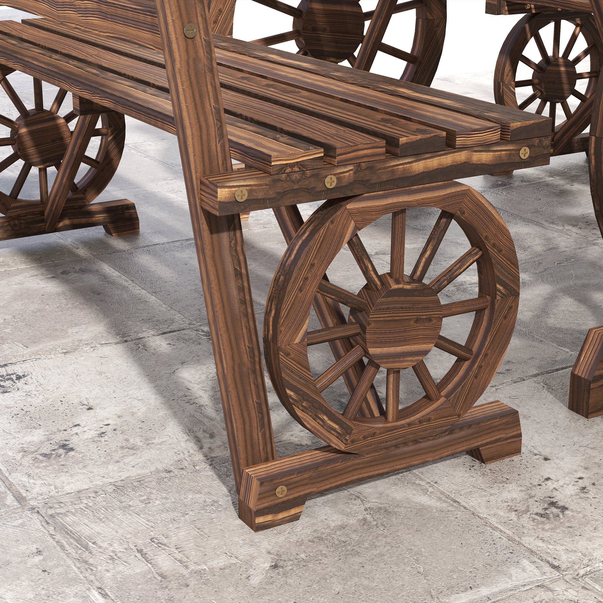 3-Piece Garden Set in Pine Wood with 1 Outdoor Table 115x55x71 cm and 2 Benches 115x51x80 cm, Charred color