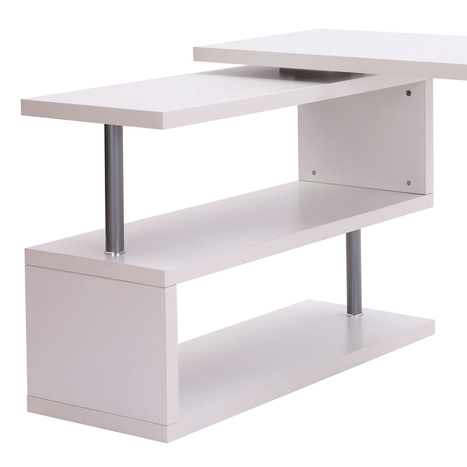 Computer Desk Computer Table Convertible Dining Table with Contemporary Design Adjacent Library White Melamine Chrome-Plated Metal